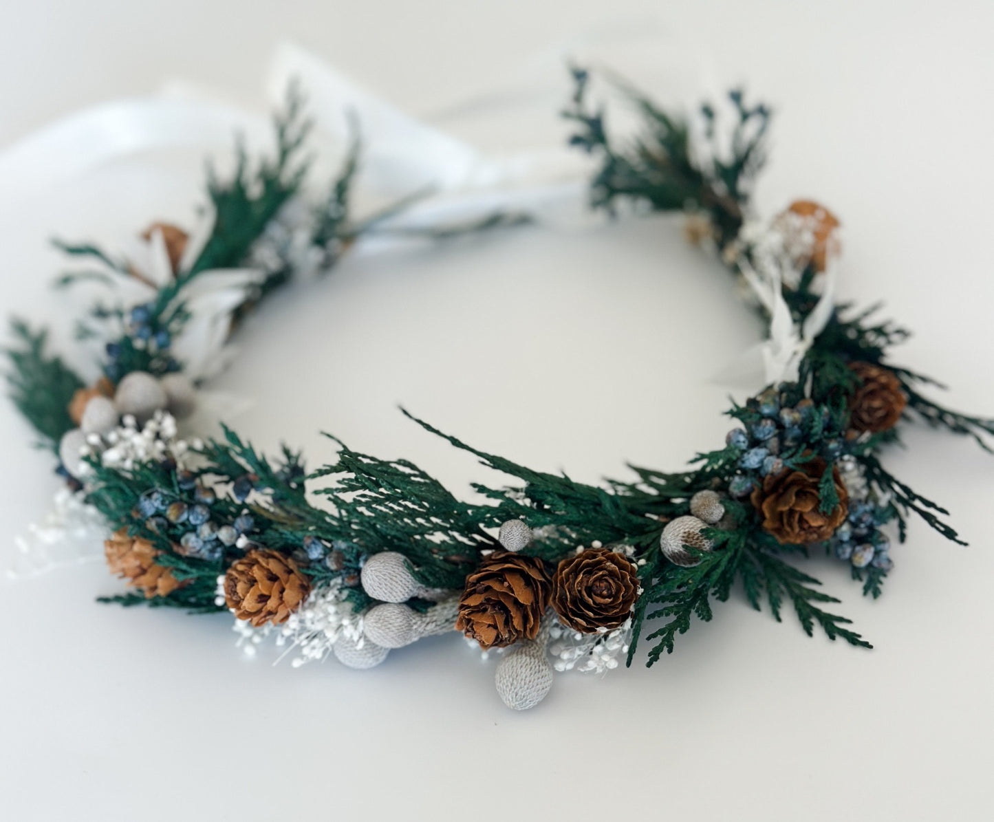 Winter Pinecone Dried Flower Crown/ Wedding Hair/ Bride and Bridesmaids/ Flower Girl/ Photoshoot
