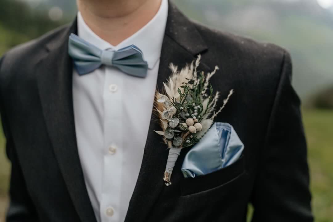 Dusty Blue Juniper Boutonniere/ Wedding Flowers/ Groom and Groomsmen/ Dried Flowers