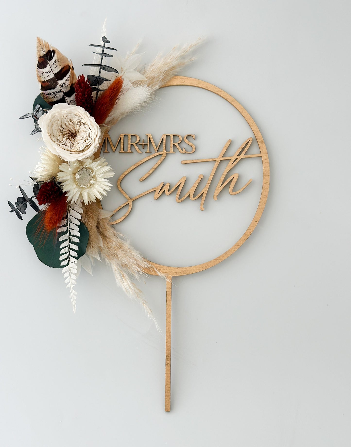 Personalized Garden Rose + Greenery Cake Topper, Wedding cake, Cake flowers