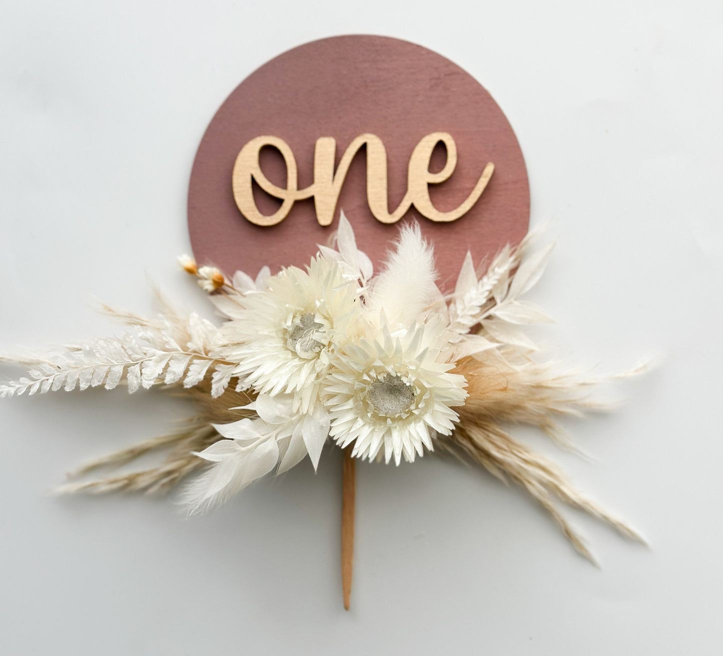 Personalized Birthday Cake Topper with Dried Flowers