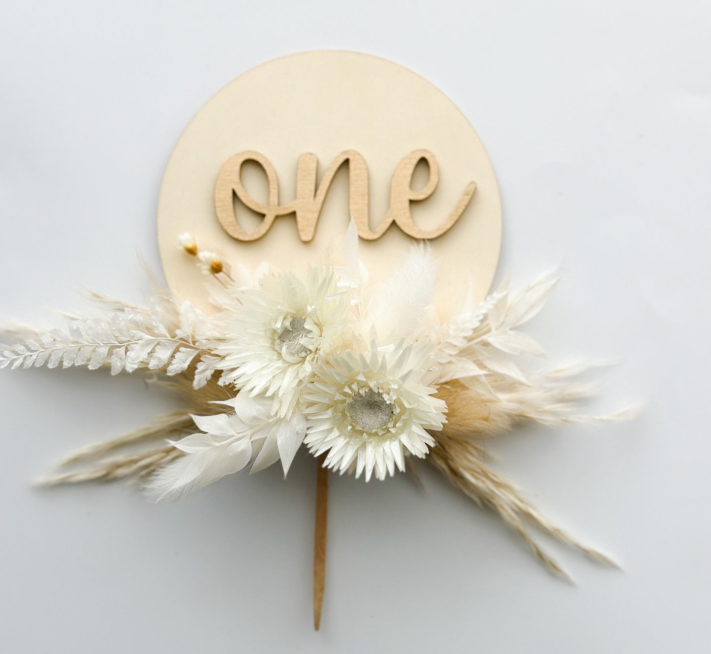 Personalized Birthday Cake Topper with Dried Flowers