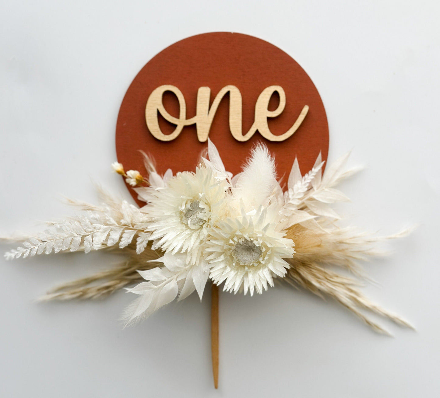 Personalized Birthday Cake Topper with Dried Flowers