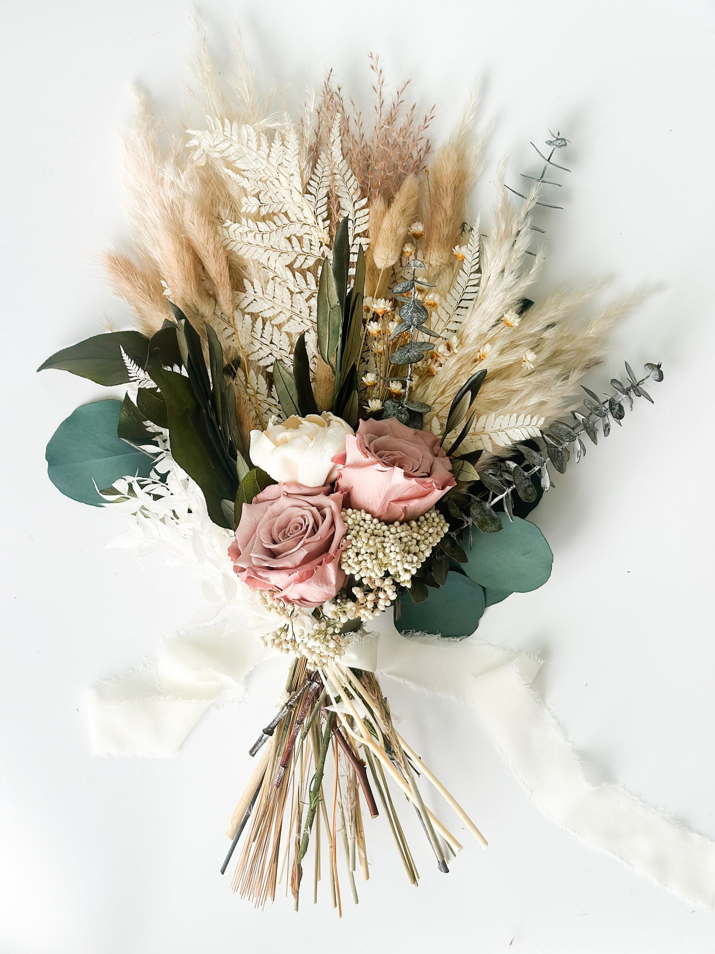Peony + Dusty Rose Small Dried Floral Bouquet/ Bride and Bridesmaids/ Dried Flower Bouquet/ Wedding Flowers