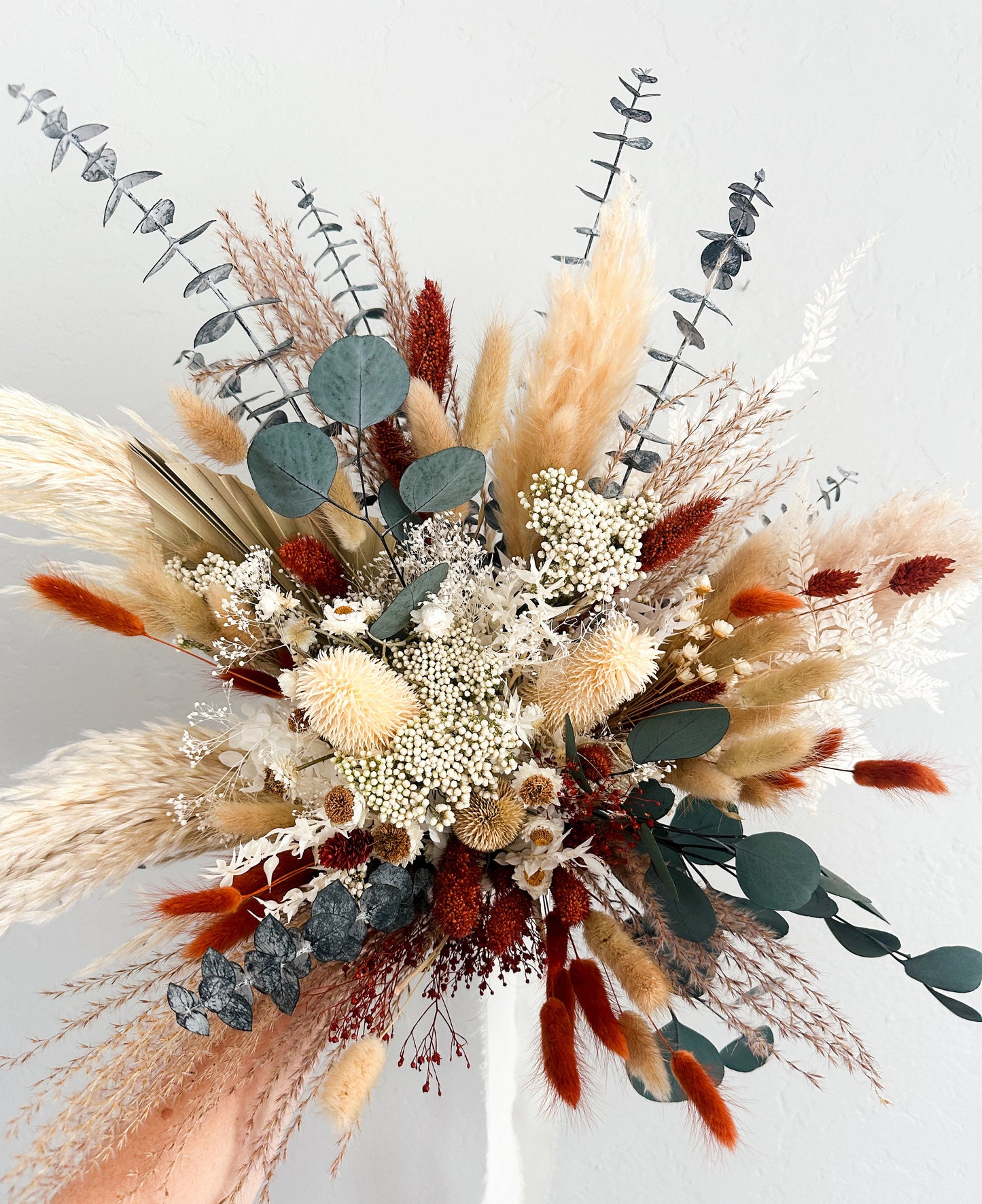 Medium Rust, Terracotta + Eucalyptus Wildflower Bouquet/ Bride and Bridesmaids/ Dried Flower Bouquet/ Wedding Flowers