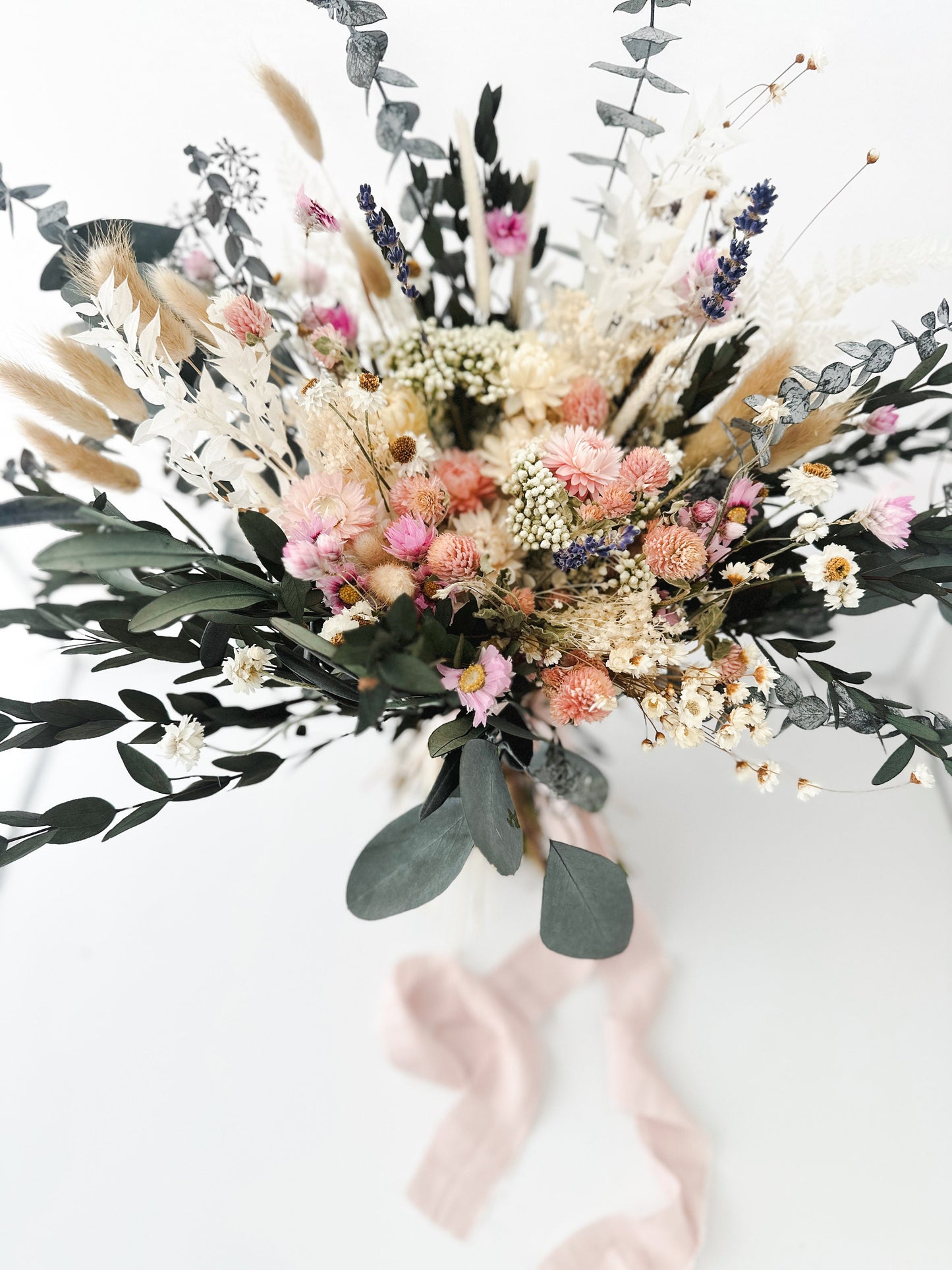 Blush + Lavender Wildflower Bouquet/ Bride and Bridesmaids/ Dried Flower Bouquet/ Wedding Flowers