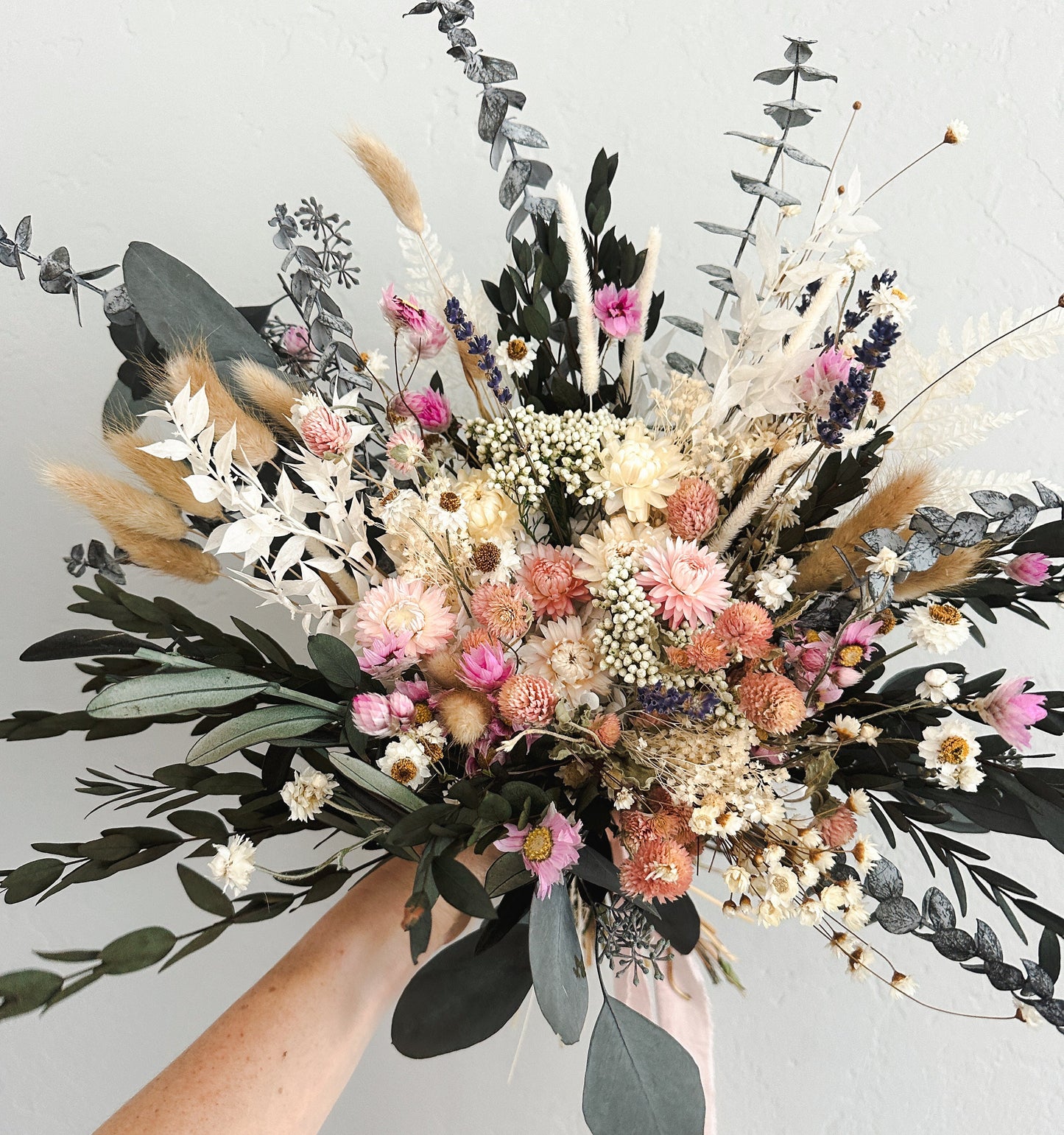 Blush + Lavender Wildflower Bouquet/ Bride and Bridesmaids/ Dried Flower Bouquet/ Wedding Flowers