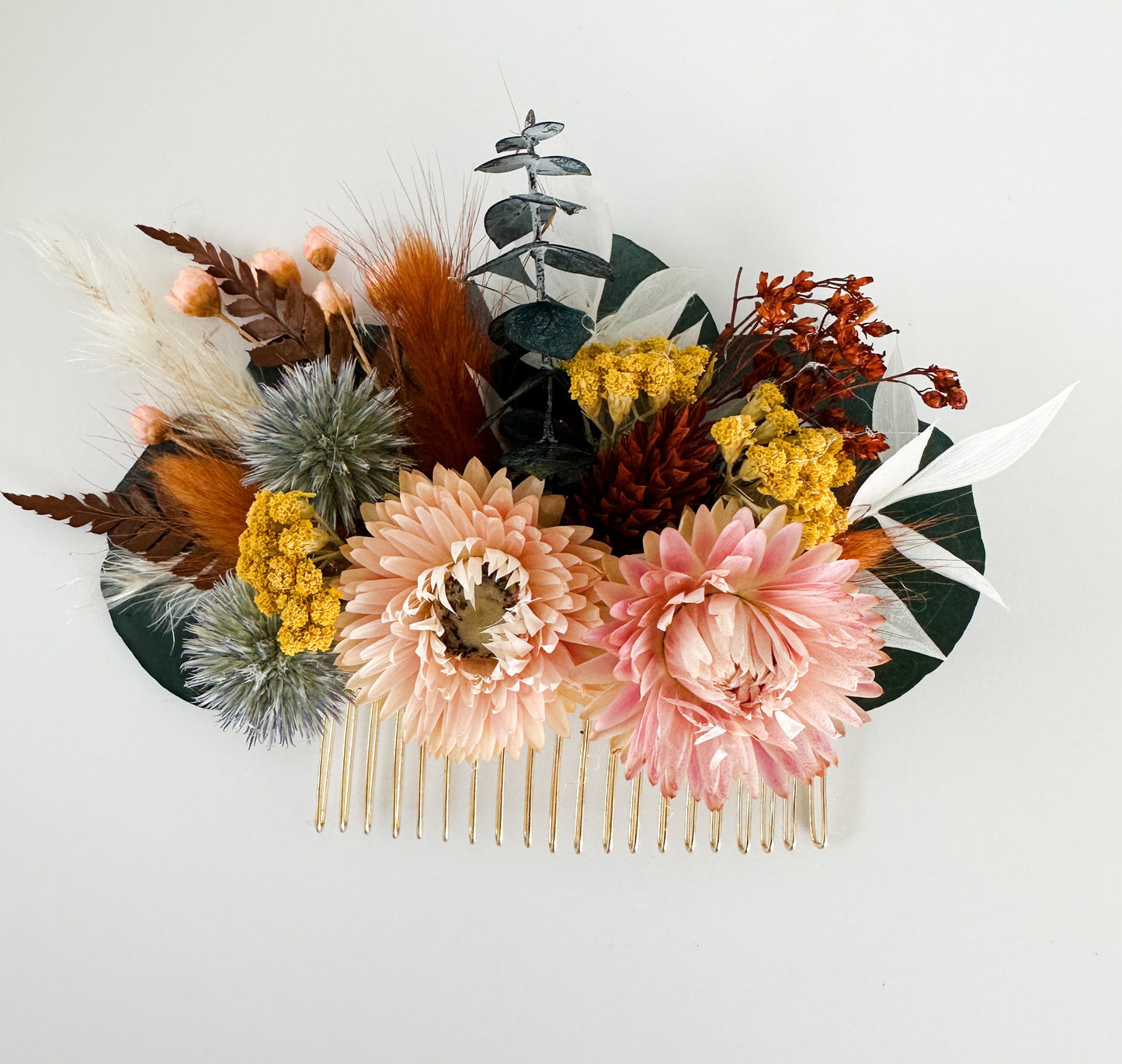 Colorful Dried Flower Hair Comb/ Wedding Hair Accessories/ Bride and Bridesmaids Hair Comb/ Wedding Hair/ Bride and Bridesmaids/ Flower Girl