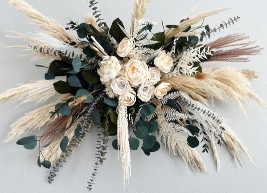 Peony, Rose, + Pampas Arch or Wall Decor/ Wedding Ceremony/ Arch Flowers