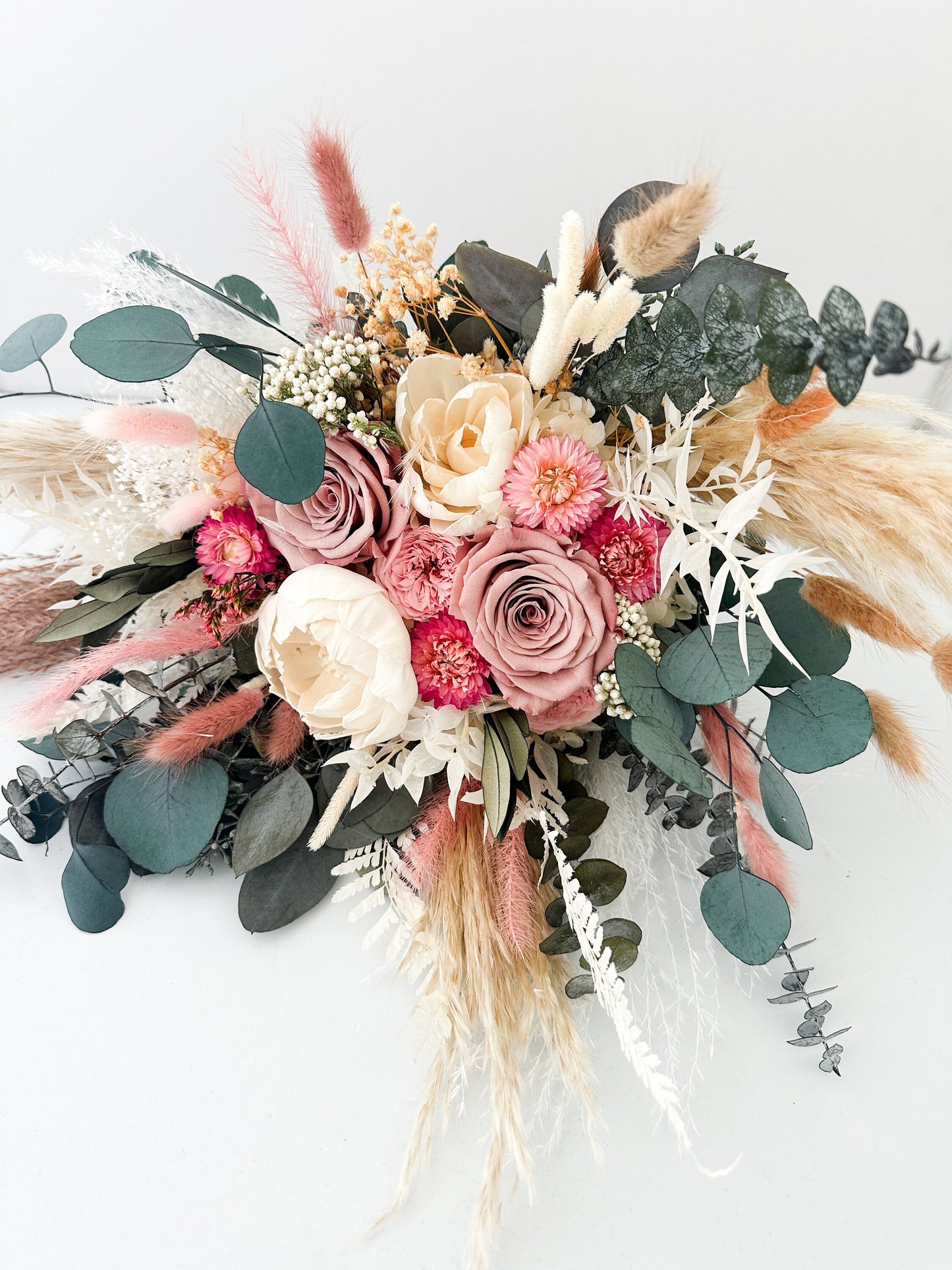 Pink, Dusty Rose and Blush Dried Floral Bouquet/ Bridal and Bridesmaid Bouquet/ Wedding Flowers