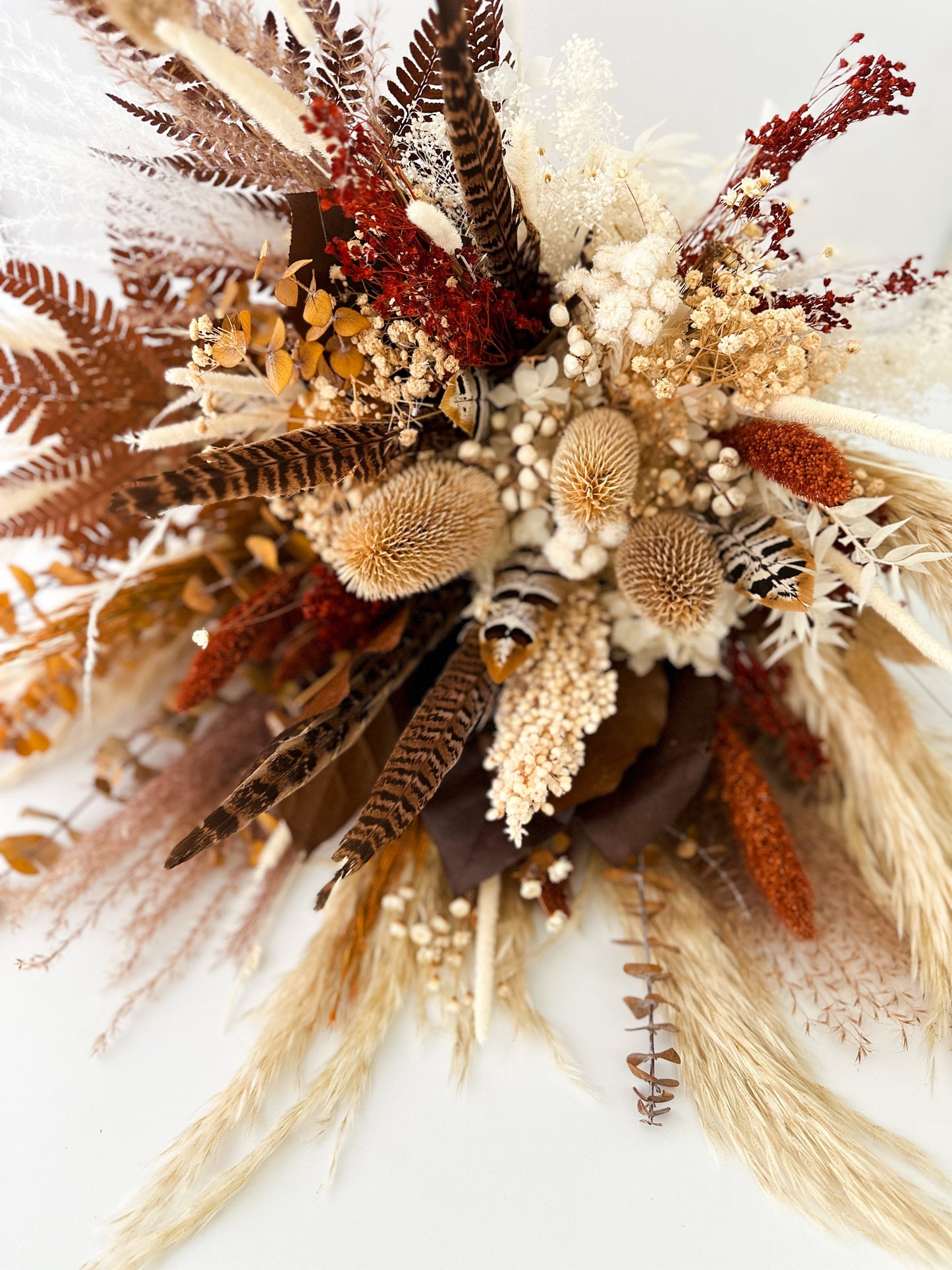 Thistle + Pheasant Feather Pampas Grass Bouquet/ Bride and Bridesmaids/ Dried Flower Bouquet