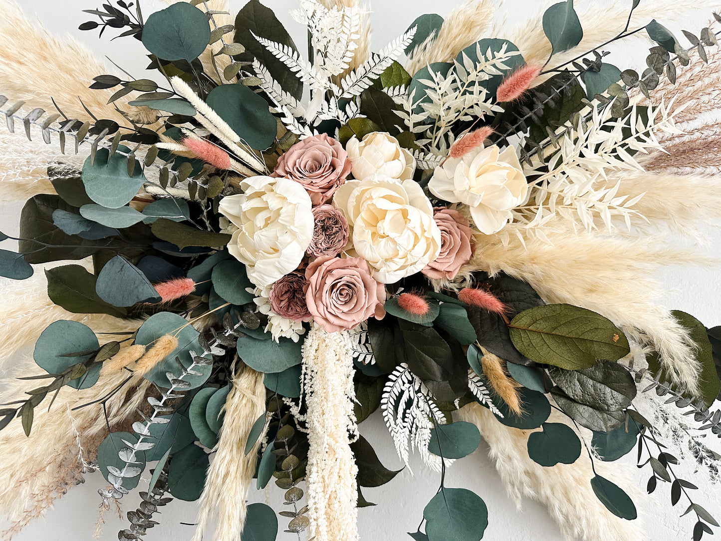 Peony, Dusty Rose, + Pampas Arch or Wall Decor/ Wedding Ceremony/ Arch Flowers