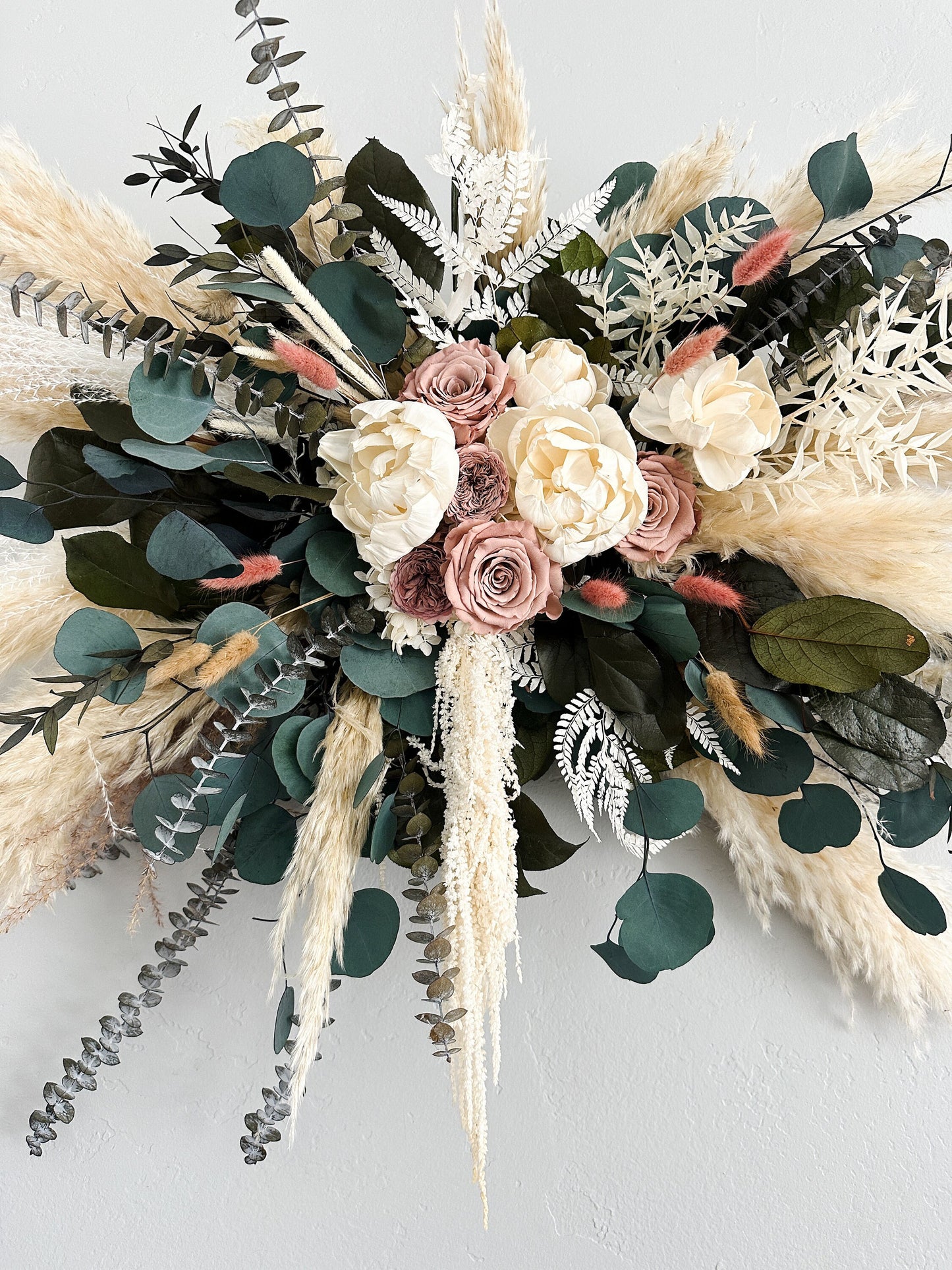 Peony, Dusty Rose, + Pampas Arch or Wall Decor/ Wedding Ceremony/ Arch Flowers