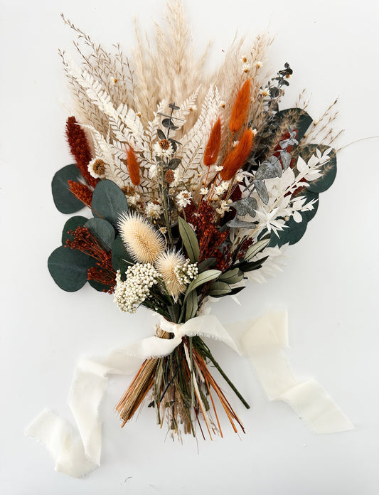 Terracotta + Wildflower Small Dried Floral Bouquet/ Bride and Bridesmaids/ Dried Flower Bouquet/ Wedding Flowers