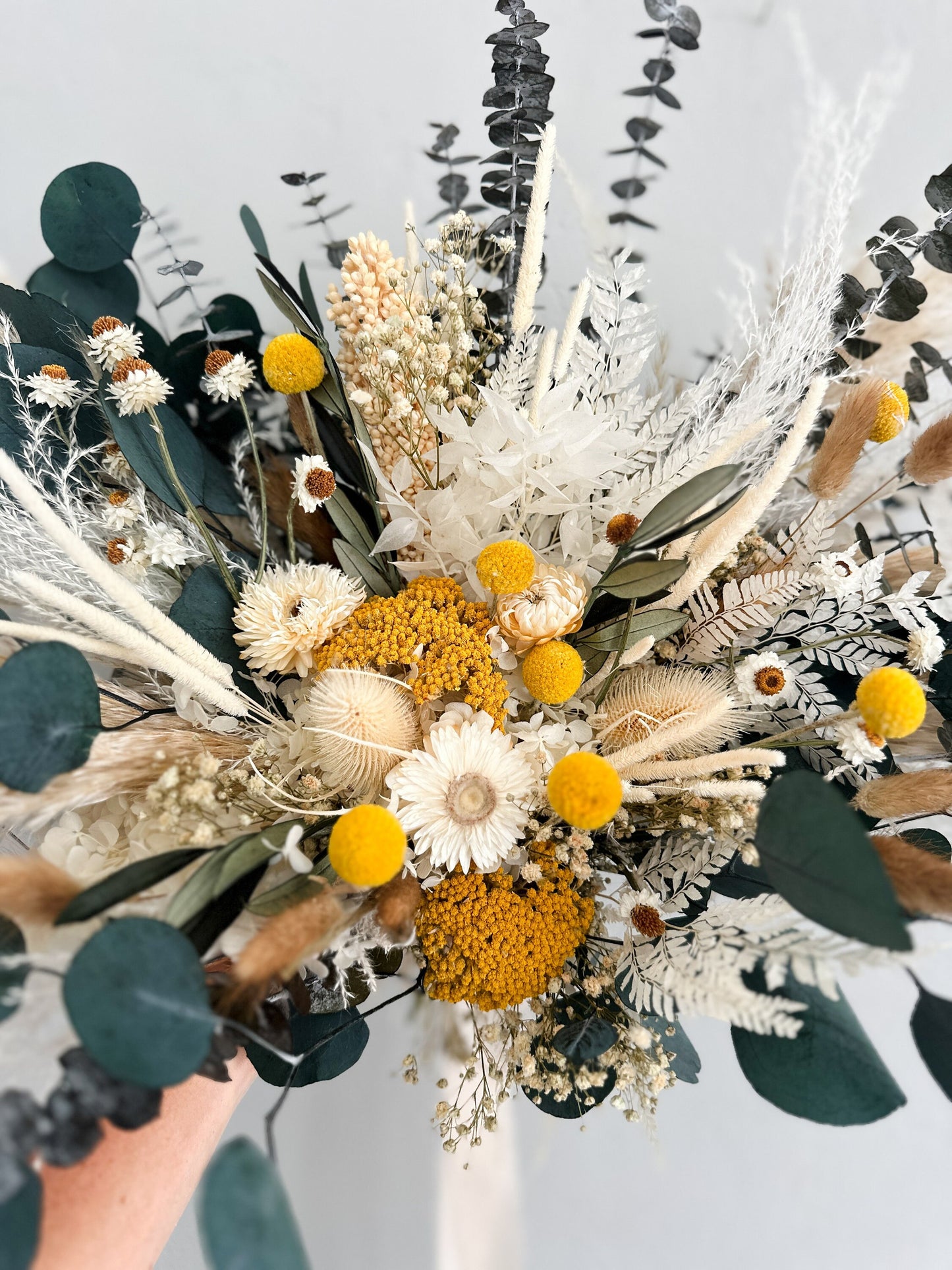 Wildflower Yellow Pampas Grass Bouquet/ Bride and Bridesmaids/ Dried Flower Bouquet/ Wedding Flowers