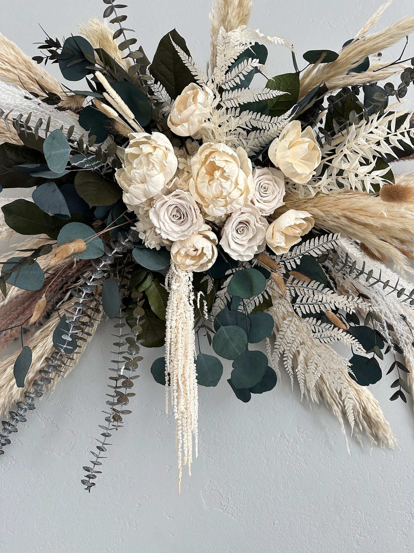 Peony, Rose, + Pampas Arch or Wall Decor/ Wedding Ceremony/ Arch Flowers