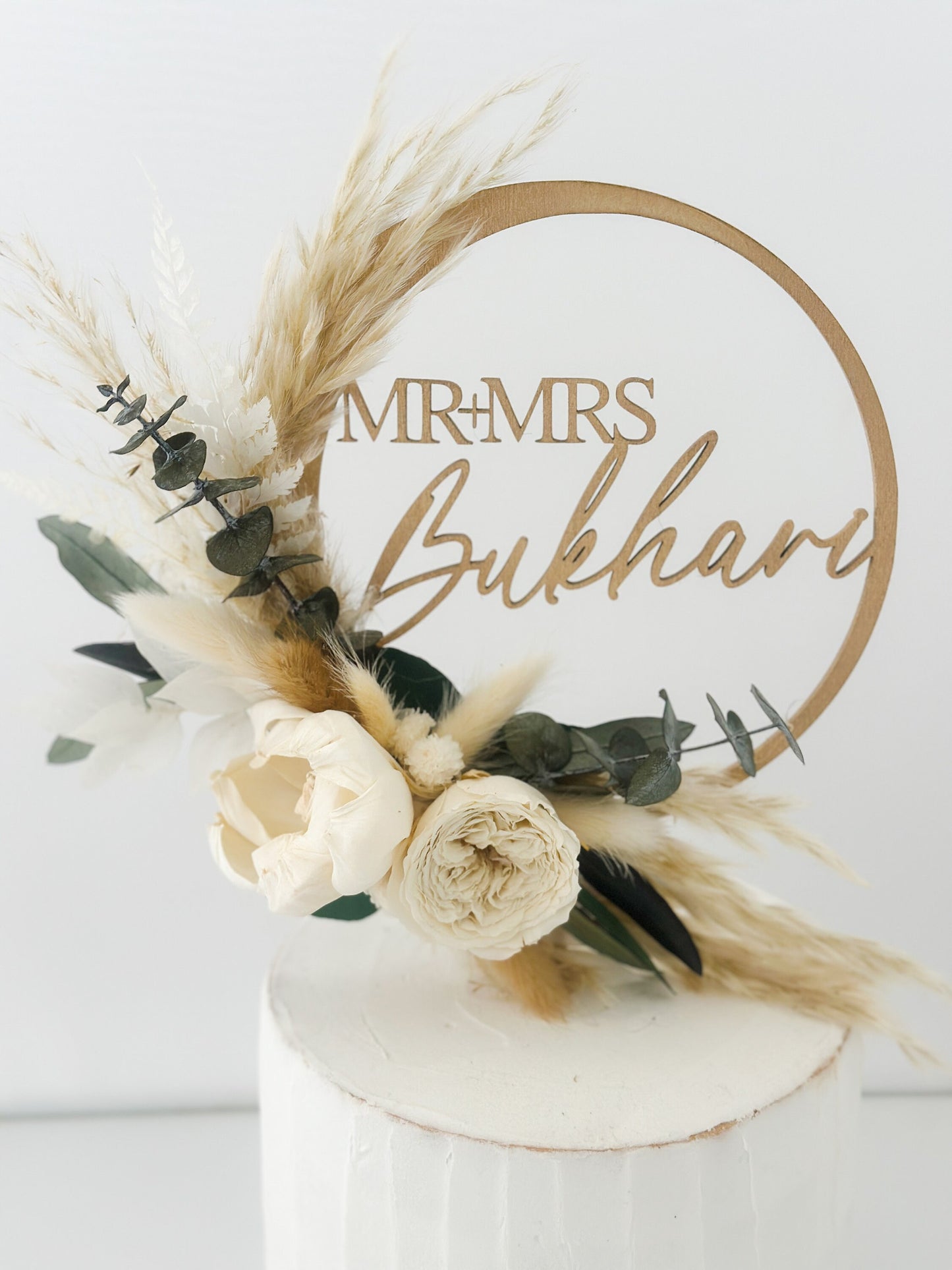 Personalized White Peony, Garden Rose + Greenery Cake Topper,Wedding cake, Cake flowers