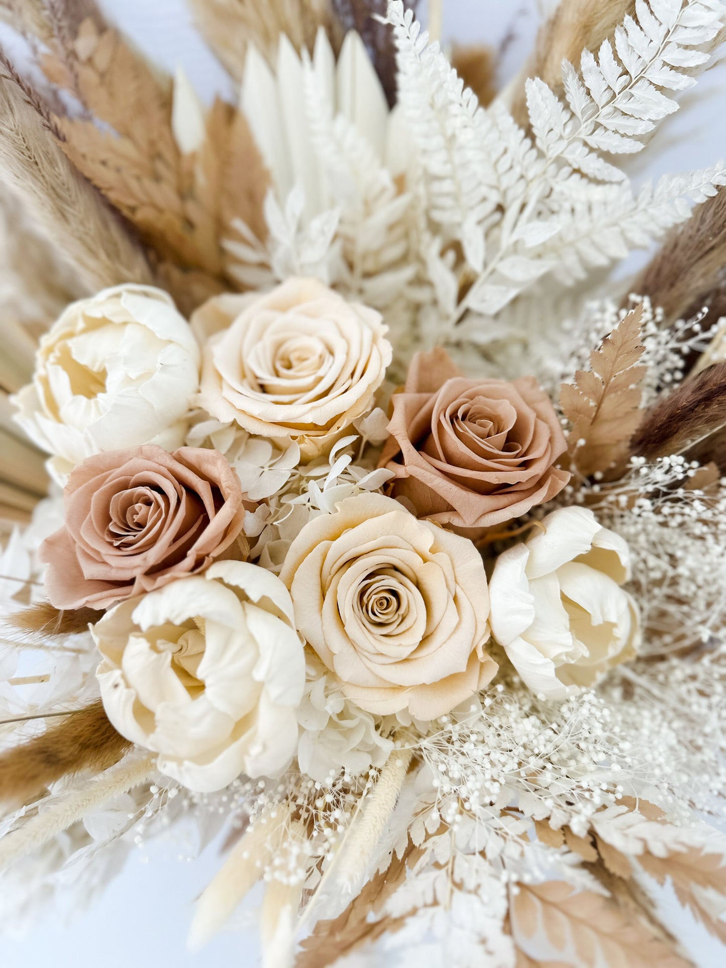 Nude + Blush, Peony Pampas Grass Dried Floral Bouquet/ Wedding Flowers/ Bride and Bridesmaids Bouquets