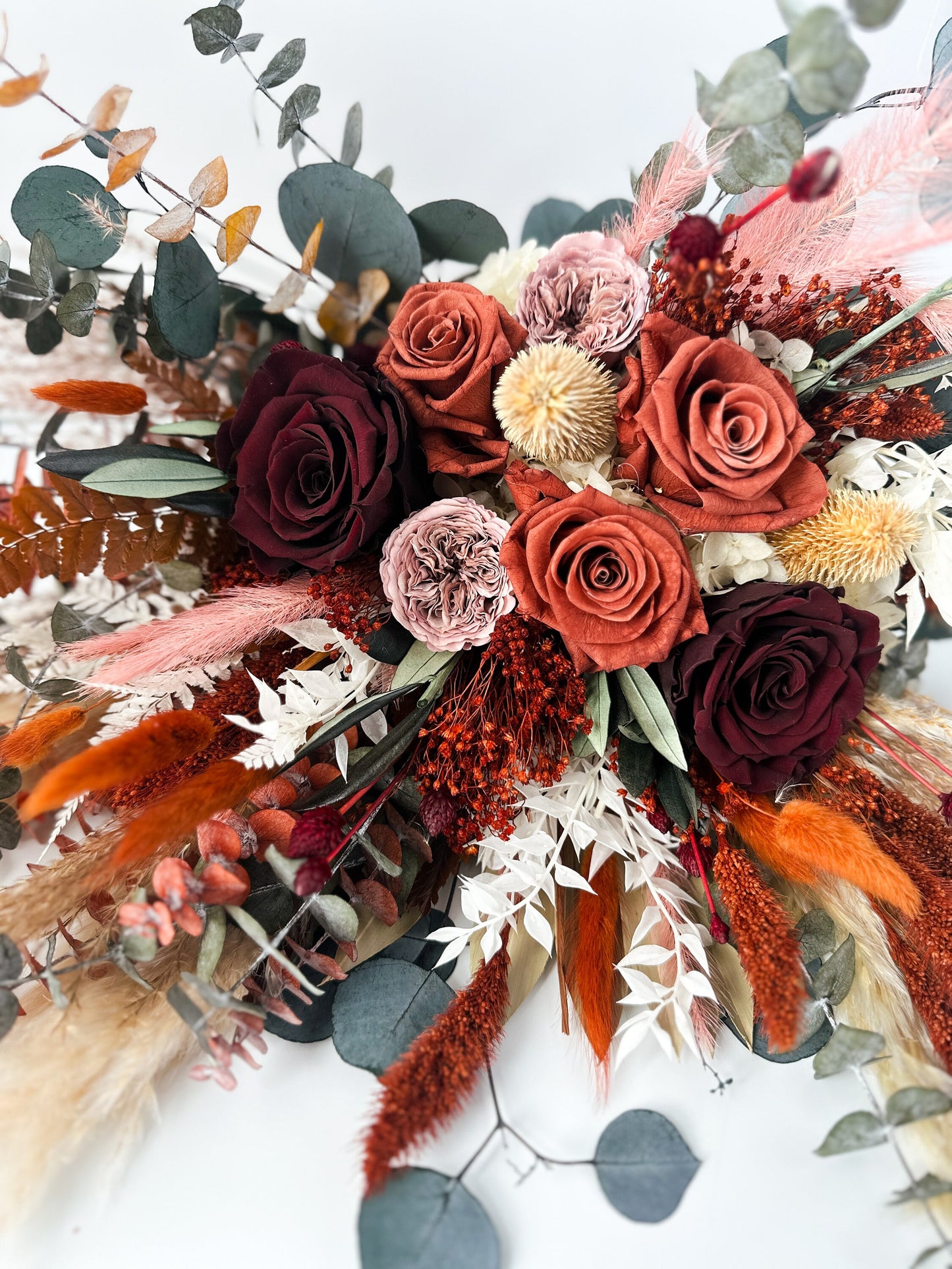 Terracotta, Burgundy + Dusty Rose Dried Floral Bouquet/ Bride and Bridesmaids/ Dried Flower Bouquet/ Wedding Flowers