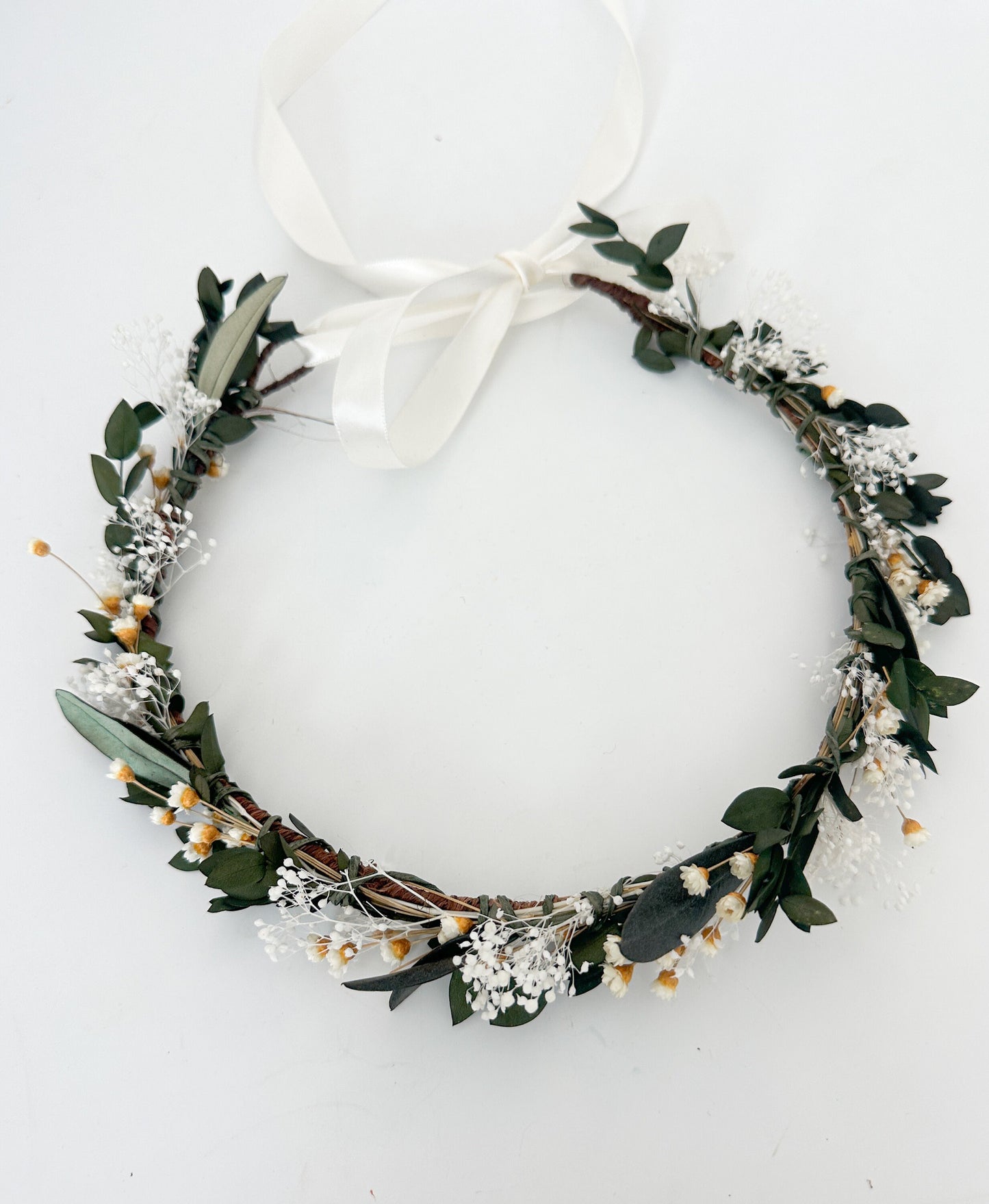 Dainty Babies Breath + Eucalyptus Dried Flower Crown/ Wedding Hair/ Bride and Bridesmaids/ Flower Girl