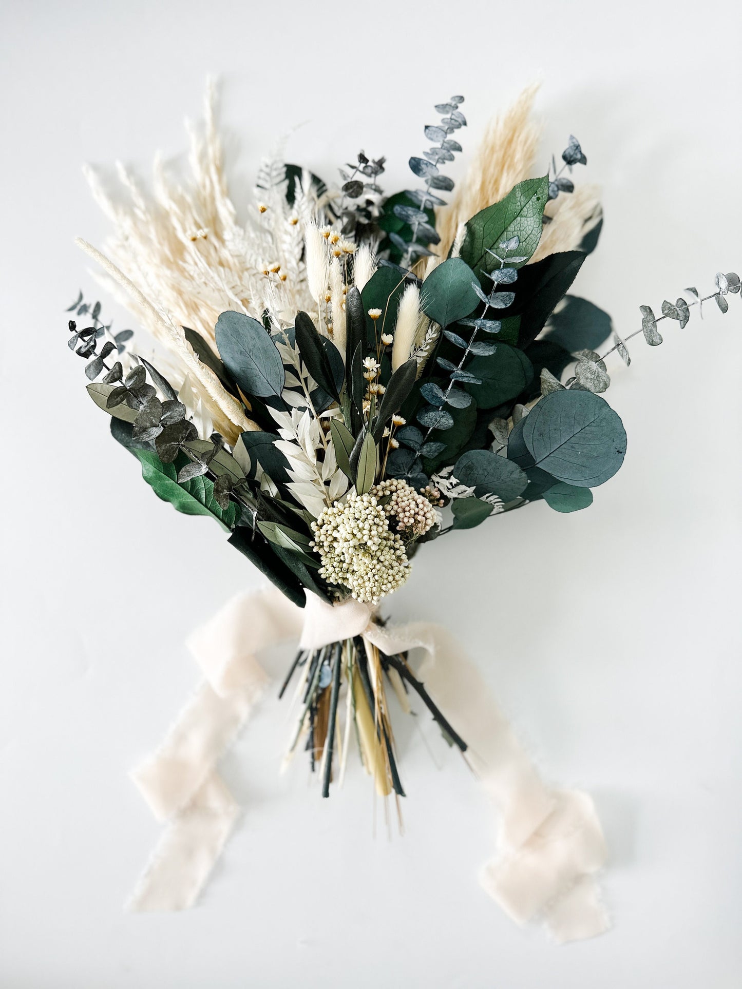 Medium Olive, Eucalyptus + Pampas Grass Bouquet/ Wedding flowers/ Bud vase