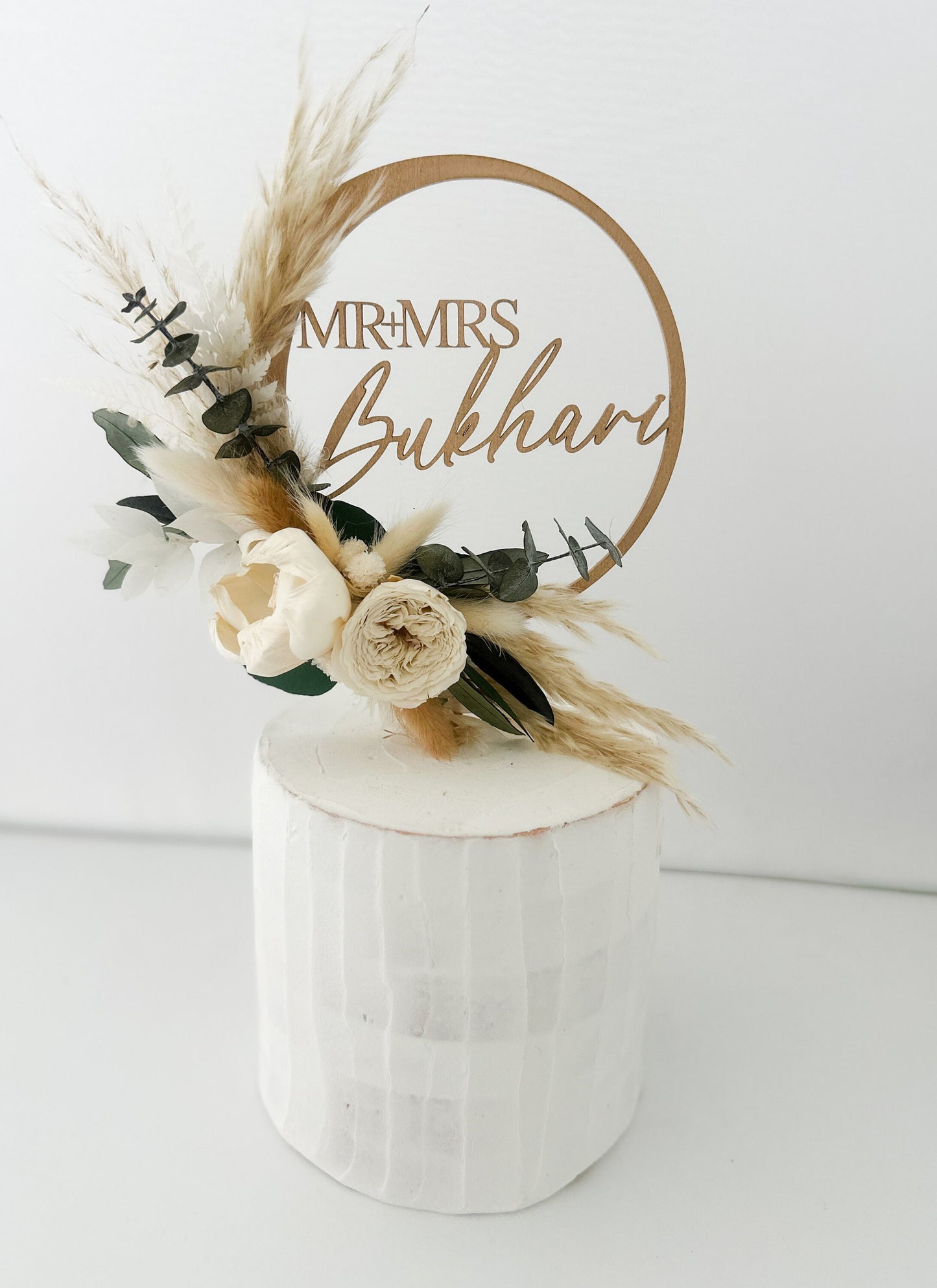 Personalized White Peony, Garden Rose + Greenery Cake Topper,Wedding cake, Cake flowers