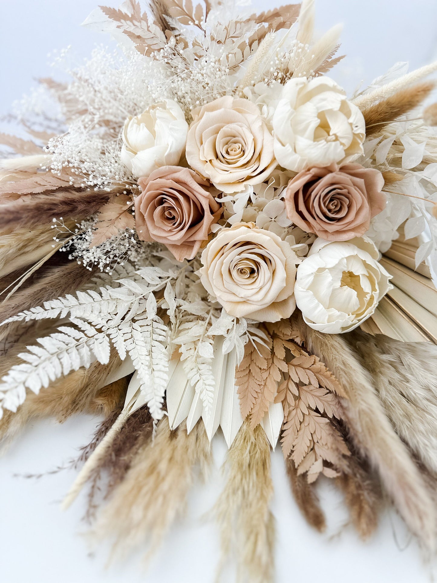 Nude + Blush, Peony Pampas Grass Dried Floral Bouquet/ Wedding Flowers/ Bride and Bridesmaids Bouquets