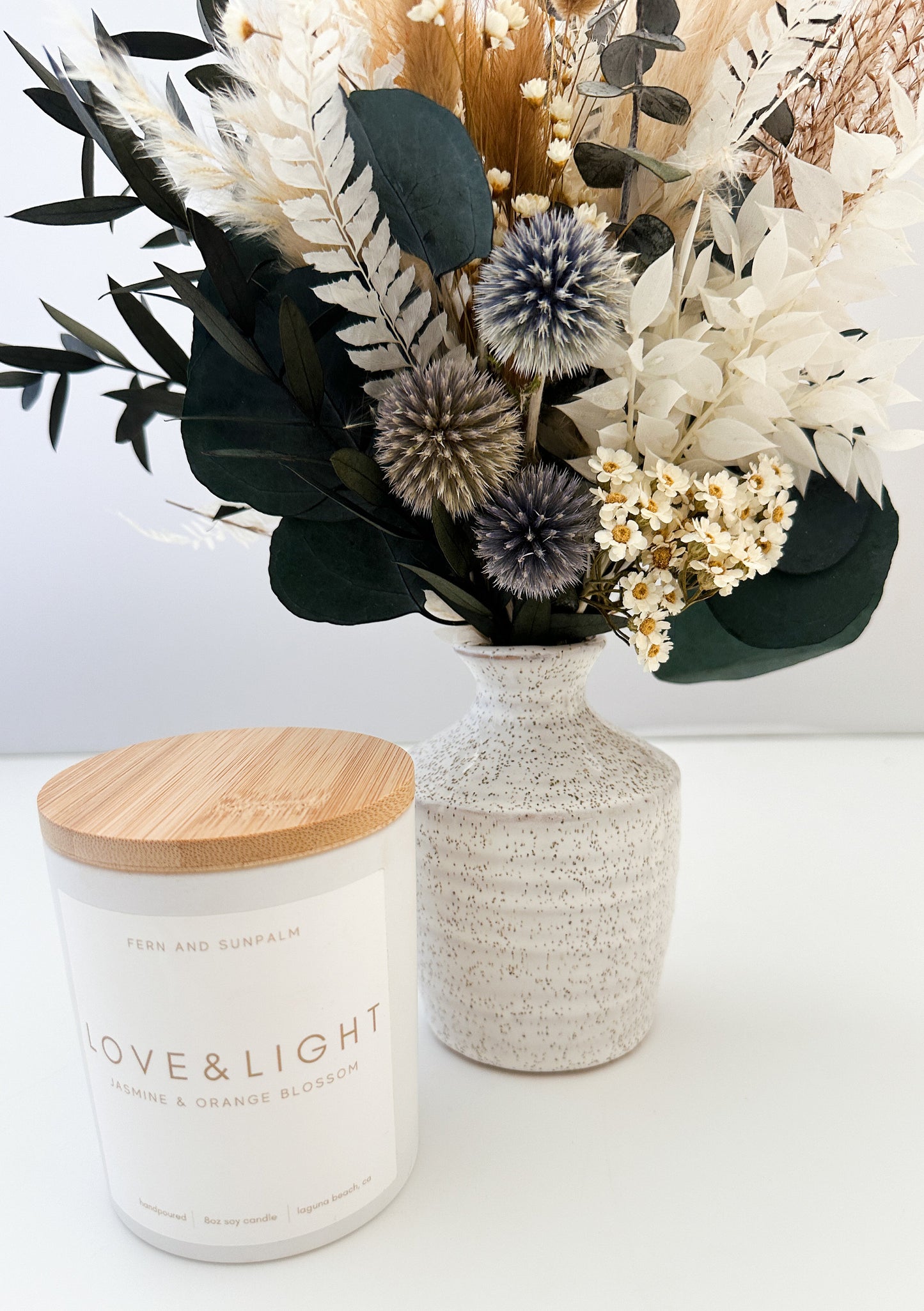 Sympathy Gift Box with Candle and Small Dried Flower Arrangement