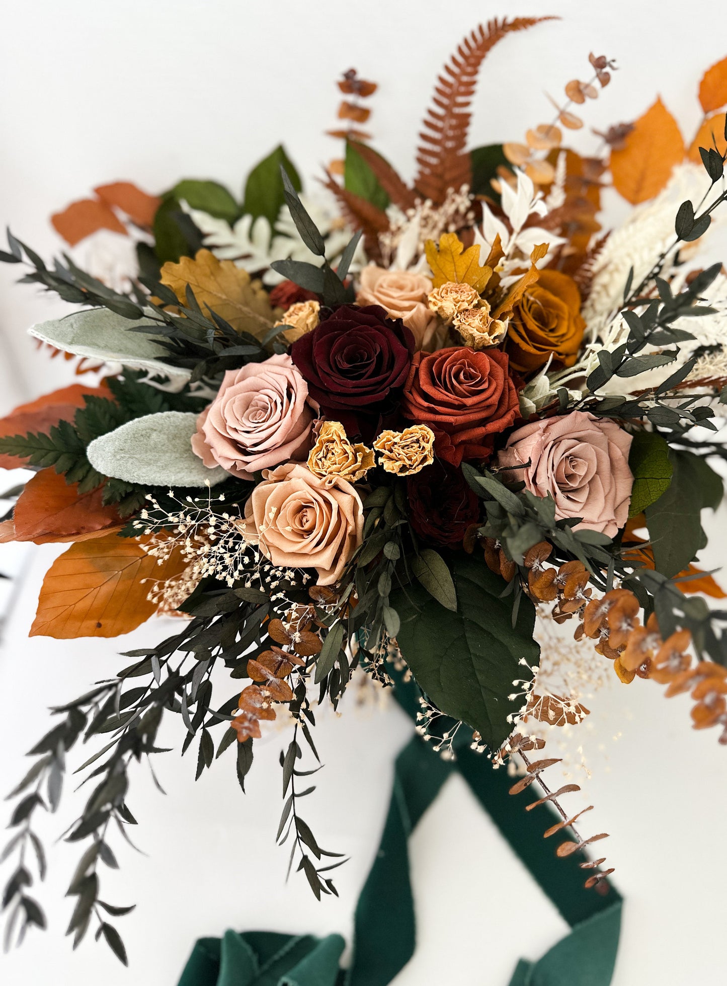 Rust, Terracotta, Burgundy, Dusty Rose Dried Flower + Greenery Bouquet/ Bride and Bridesmaids/ Dried Flower Bouquet/ Wedding Flowers