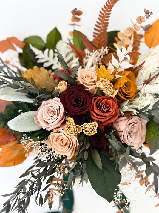 Rust, Terracotta, Burgundy, Dusty Rose Dried Flower + Greenery Bouquet/ Bride and Bridesmaids/ Dried Flower Bouquet/ Wedding Flowers