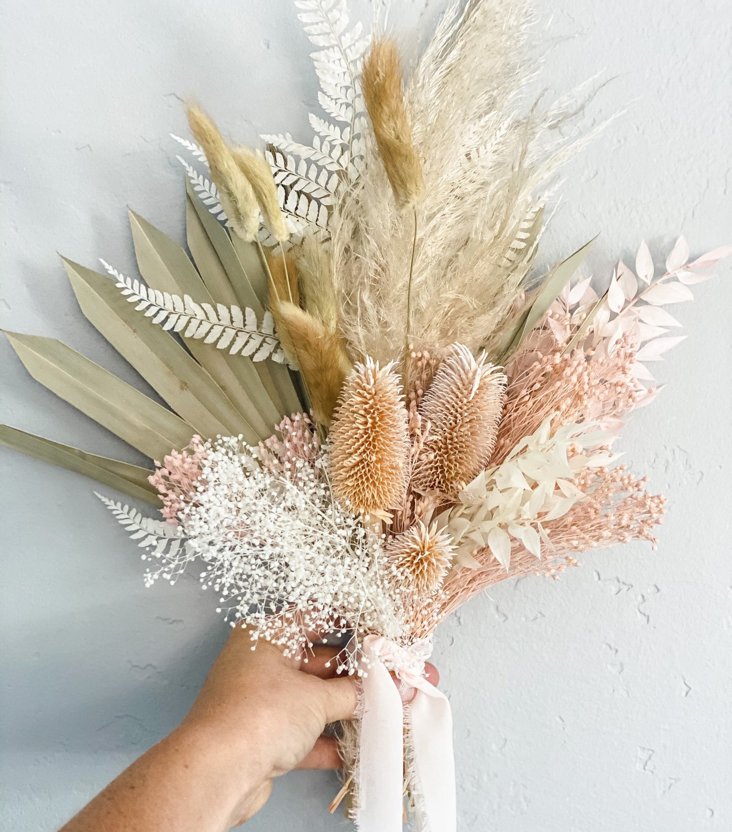 Small Pampas Grass + Blush Bouquet/ Bride and Bridesmaids/ Dried Flower Bouquet/ Wedding Flowers