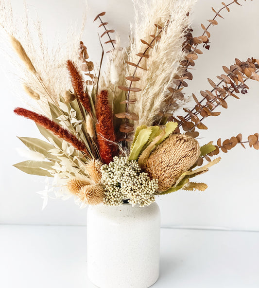 Rust Pampas Grass + Banksia Vase Arrangement