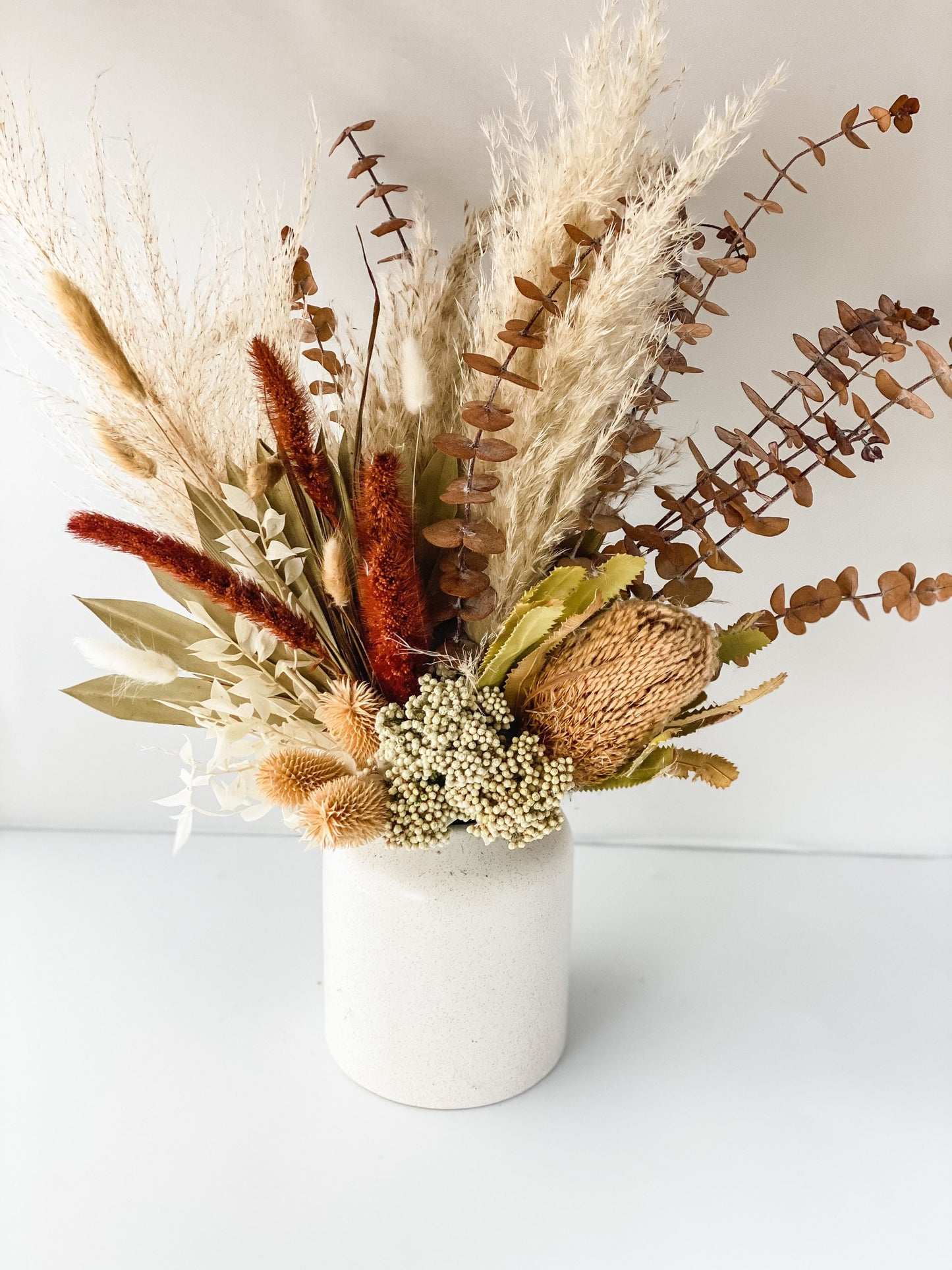 Rust Pampas Grass + Banksia Vase Arrangement