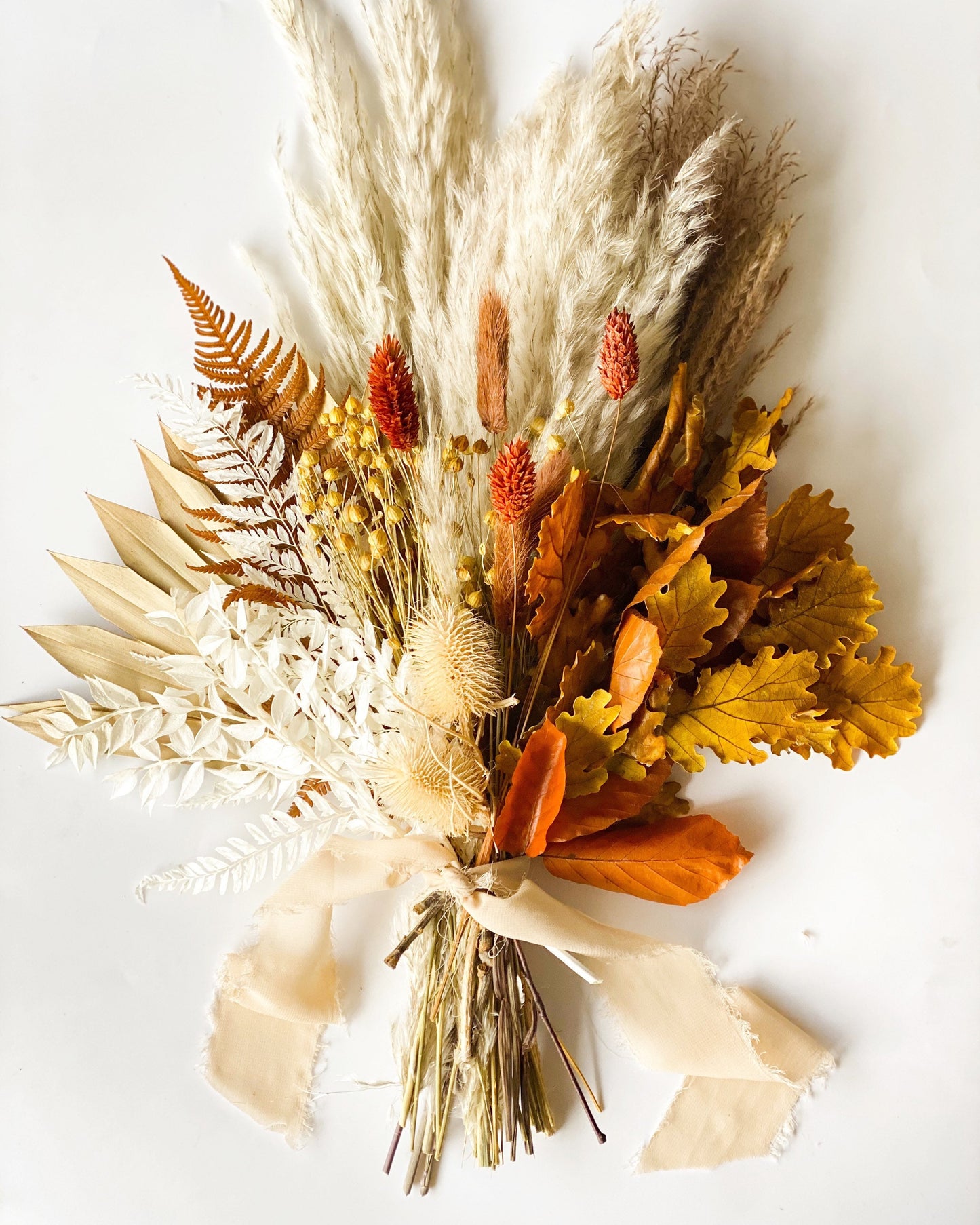 Small Pampas Grass + Fall Leaf Bouquet/ Bride and Bridesmaids/ Dried Flower Bouquet/ Wedding Flowers