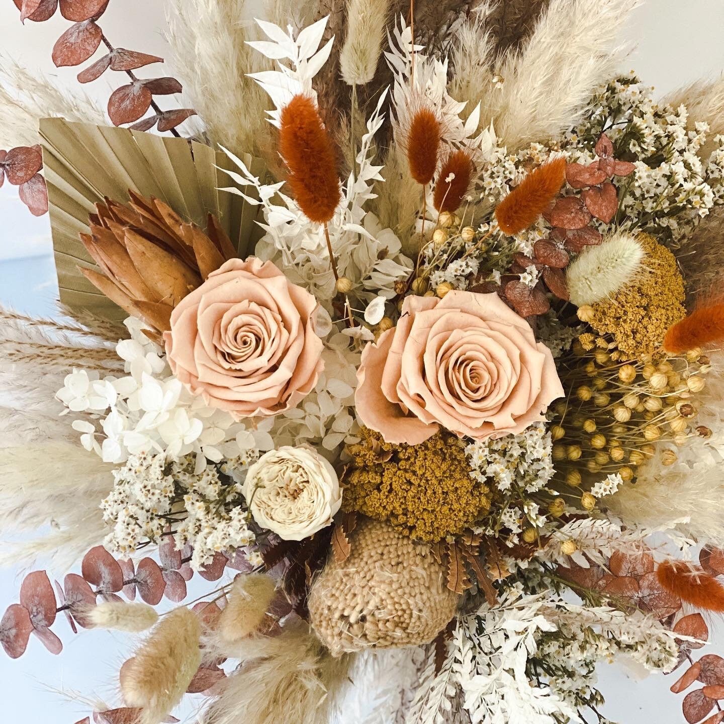 Terracotta, Mustard + Toffee Pampas Grass Bouquet/ Bride and Bridesmaids/ Dried Flower Bouquet/ Wedding Flowers