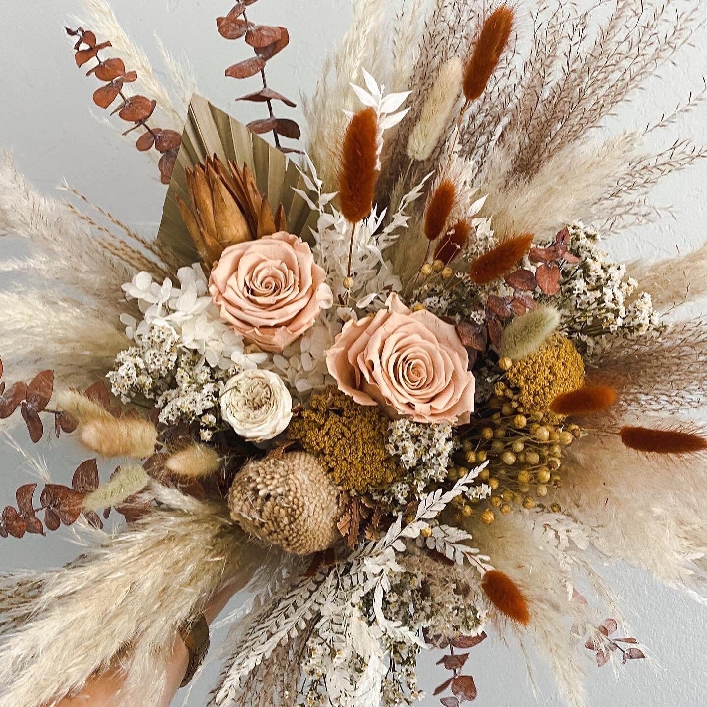 Terracotta, Mustard + Toffee Pampas Grass Bouquet/ Bride and Bridesmaids/ Dried Flower Bouquet/ Wedding Flowers