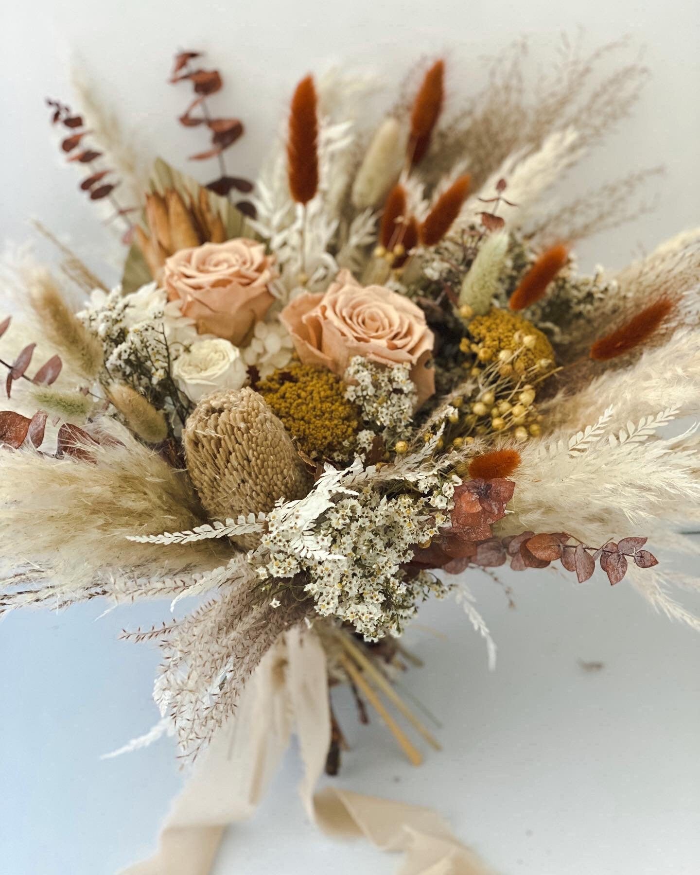 Terracotta, Mustard + Toffee Pampas Grass Bouquet/ Bride and Bridesmaids/ Dried Flower Bouquet/ Wedding Flowers