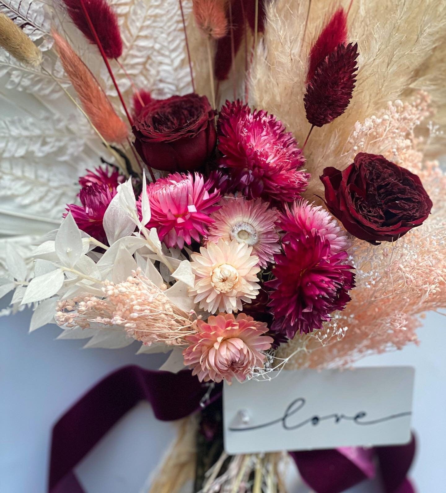 Valentine Everlasting Love Small Pampas Grass Bouquet