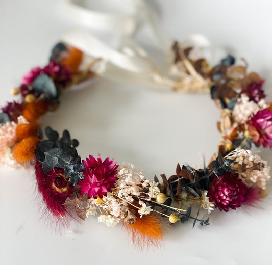 Terracotta + Berry Dried Flower Crown