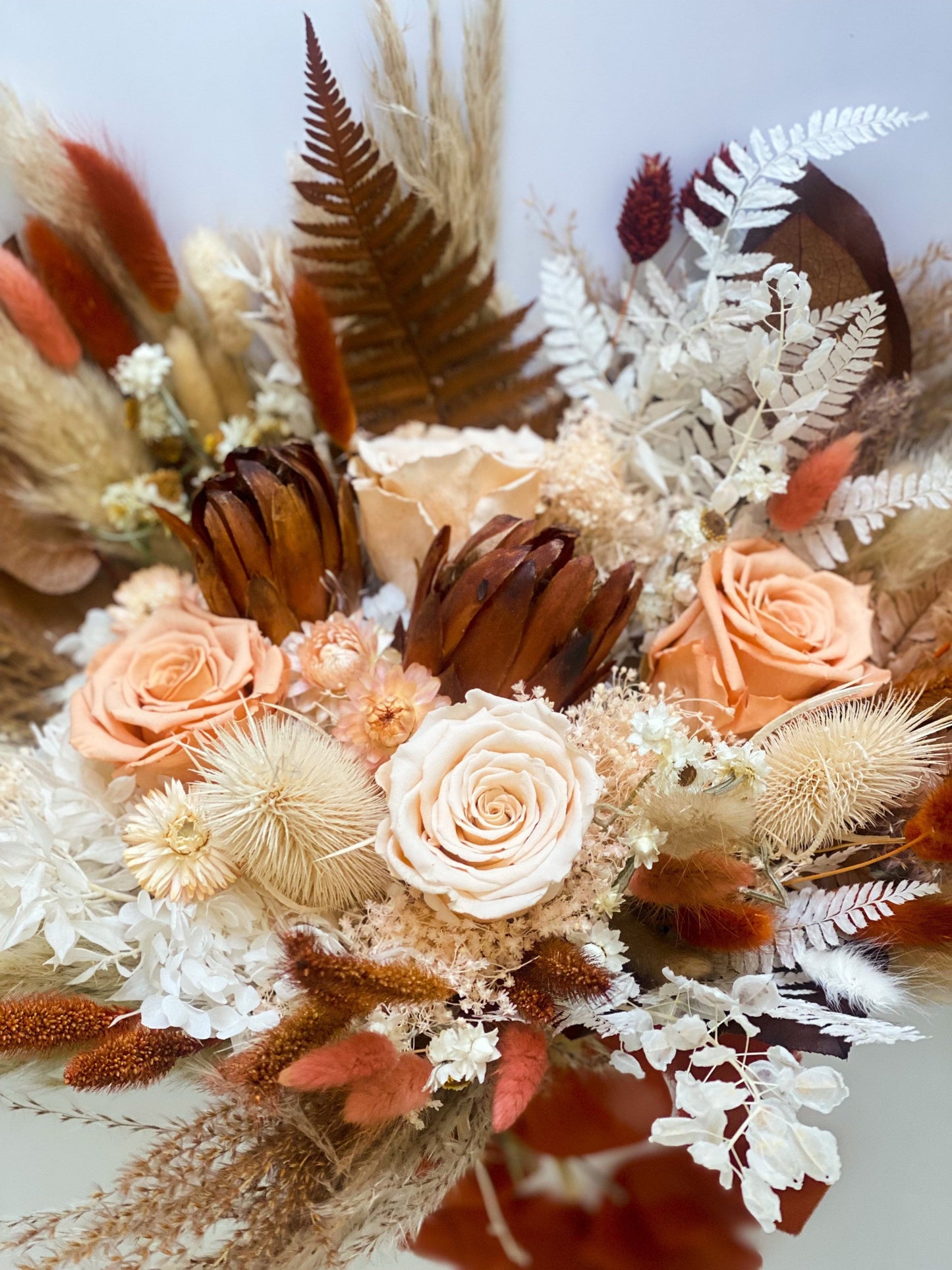 Terracotta, Peach + Blush Pampas Grass Bouquet/ Bride and Bridesmaids/ Dried Flower Bouquet/ Wedding Flowers