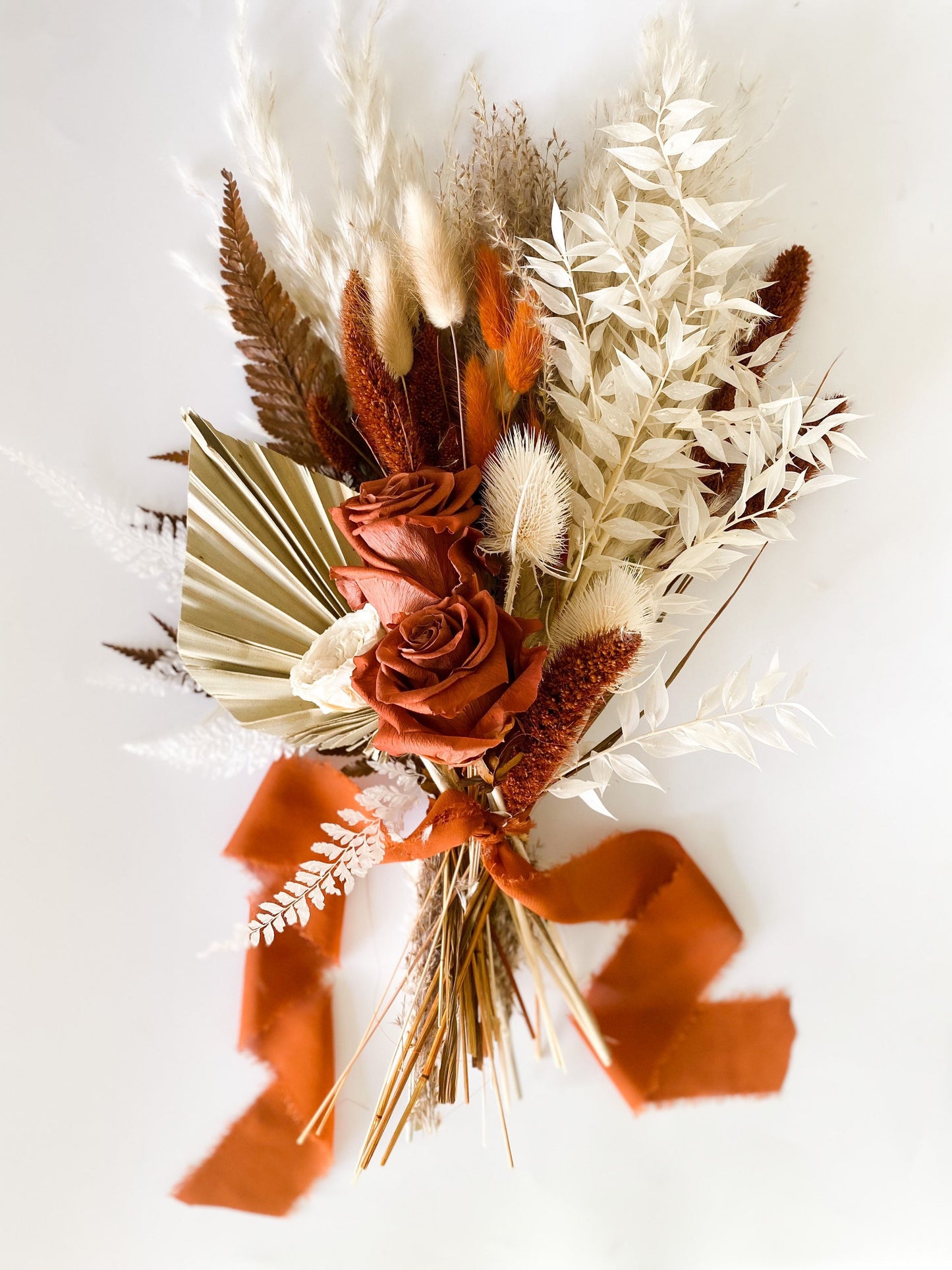 Small Terracotta + Rust Pampas Grass Bouquet/ Bride and Bridesmaids/ Dried Flower Bouquet/ Wedding Flowers