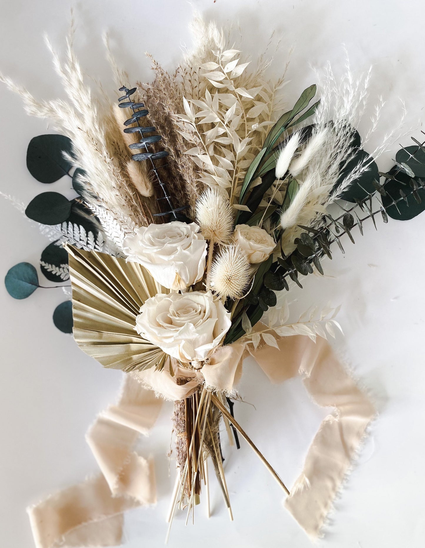 Small White Rose + Eucalyptus Bouquet