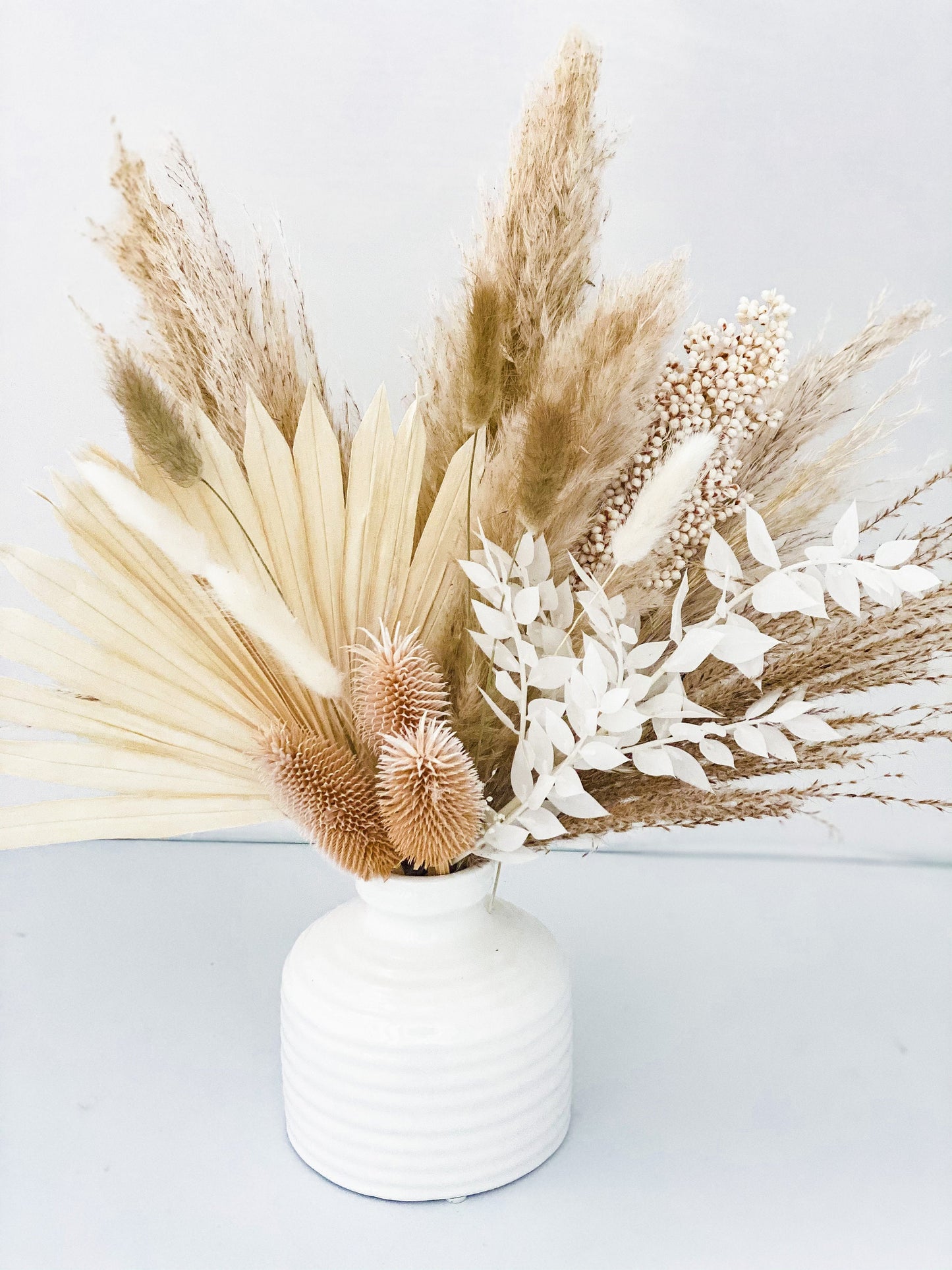 White Palm + Thistle Pampas Grass Vase Arrangement