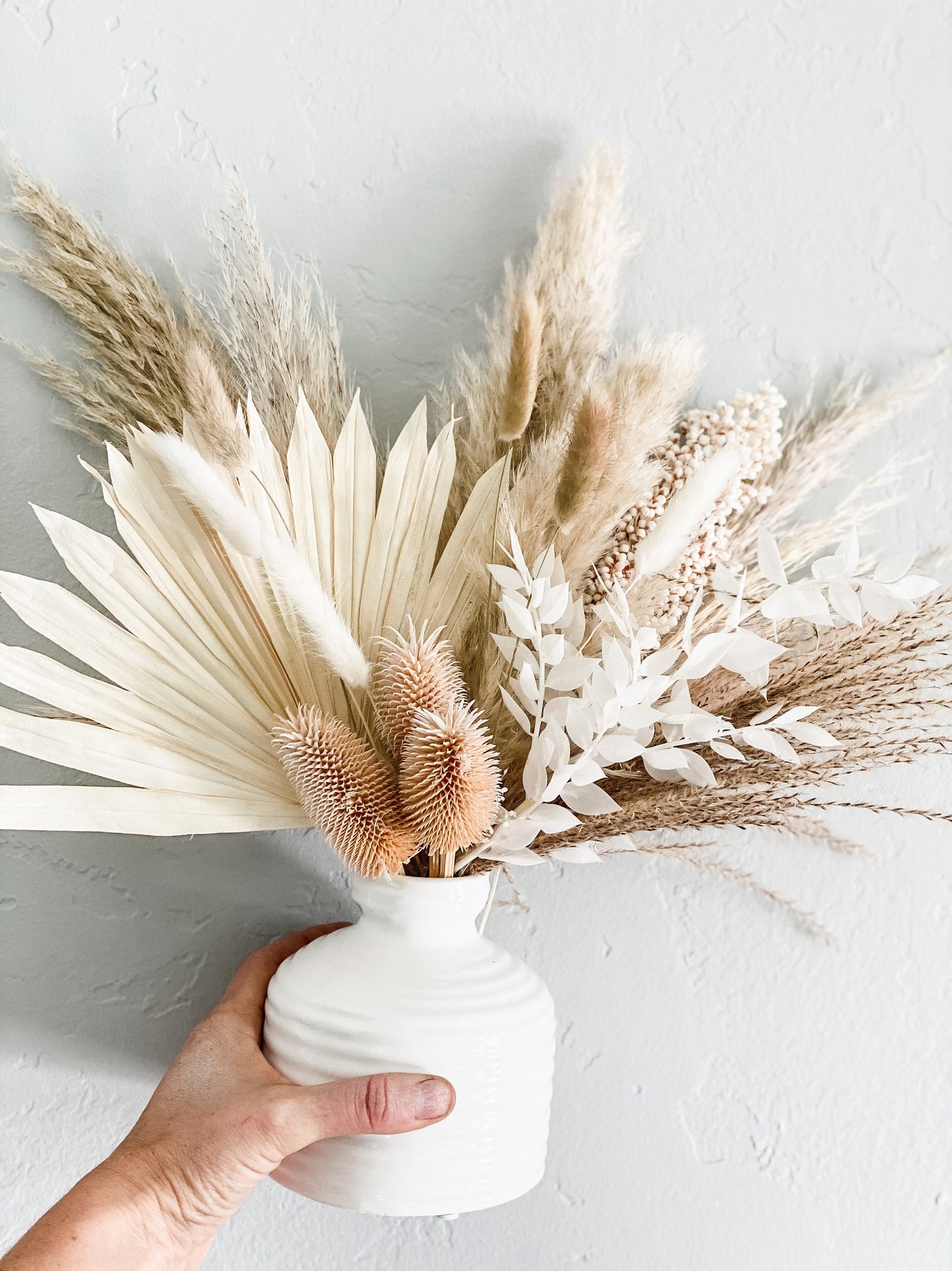 White Palm + Thistle Pampas Grass Vase Arrangement