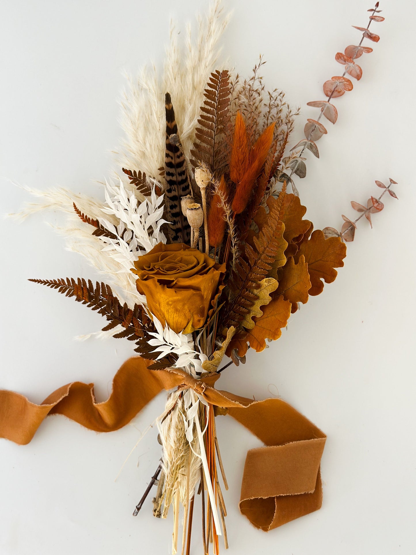 Small Fall Pheasant Feather  + Pampas Grass Bud Vase Arrangement
