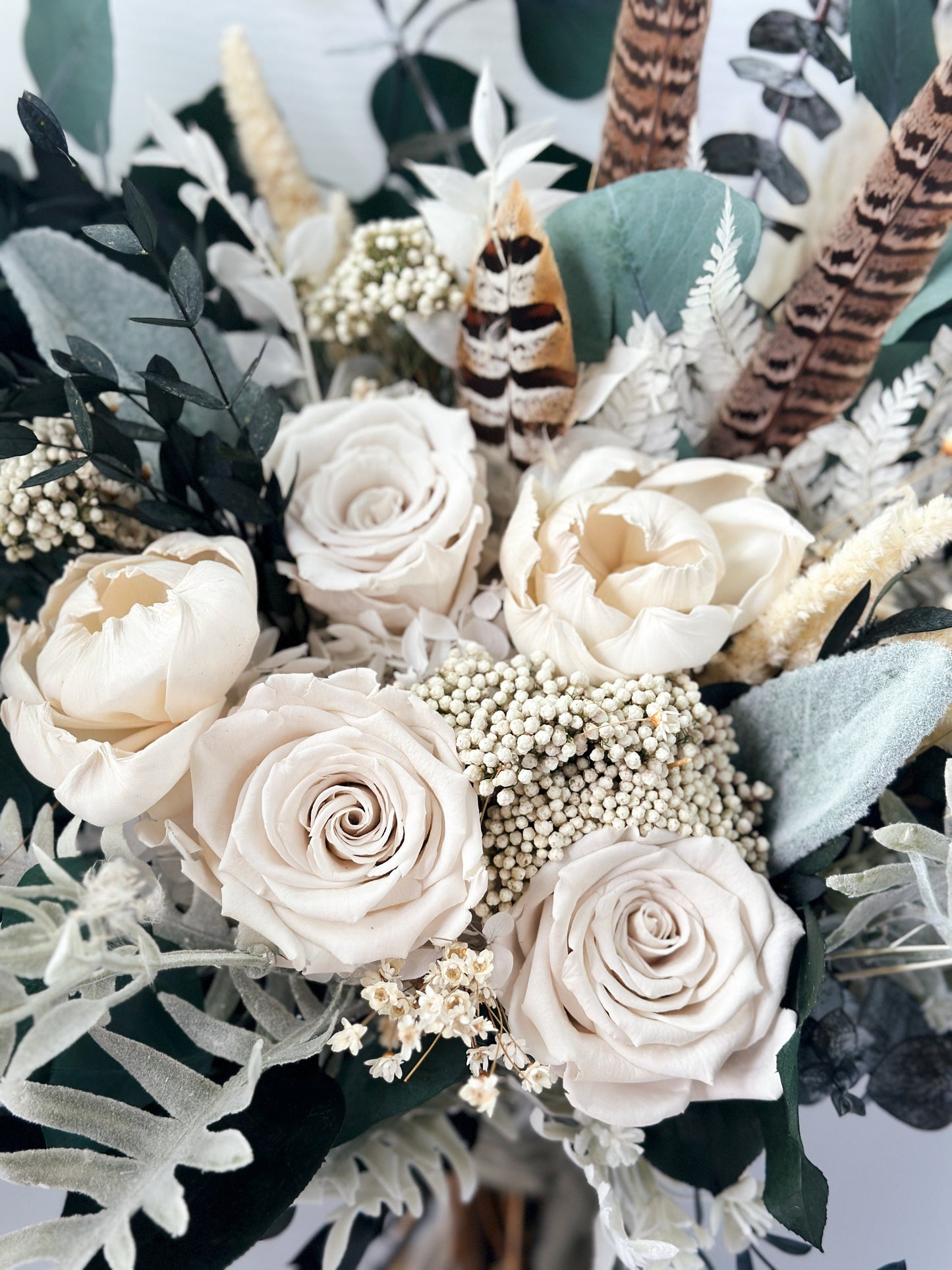 Sage + White Rose and Peony Dried Floral Bouquet/ Bride and Bridesmaids/ Dried Flower Bouquet/ Wedding Flowers