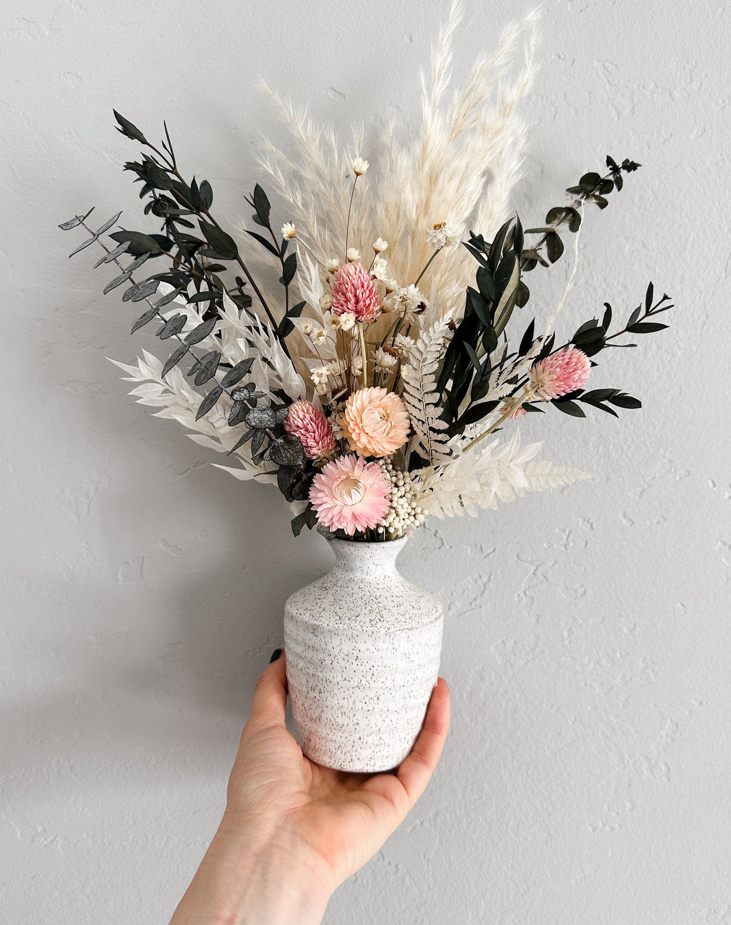 Spring Floral Inspired Seasonal Gift Box with Candle, Bath Salts and Small Dried Flower Arrangement